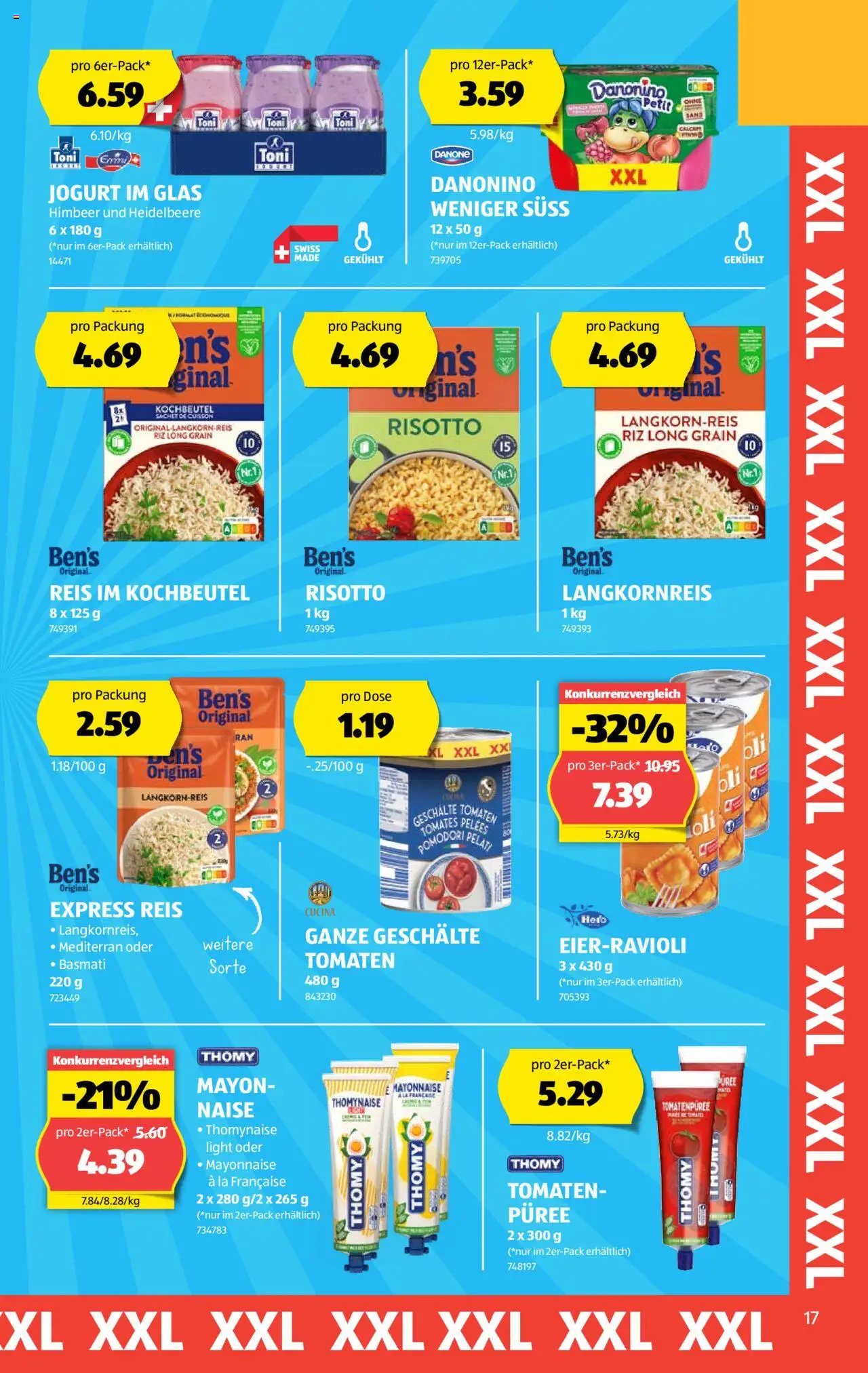 Aldi Aktionen ab 05.06.2025 | Seite: 17 | Produkte: Tomatenpüree, Tomaten, Reis, Mayonnaise