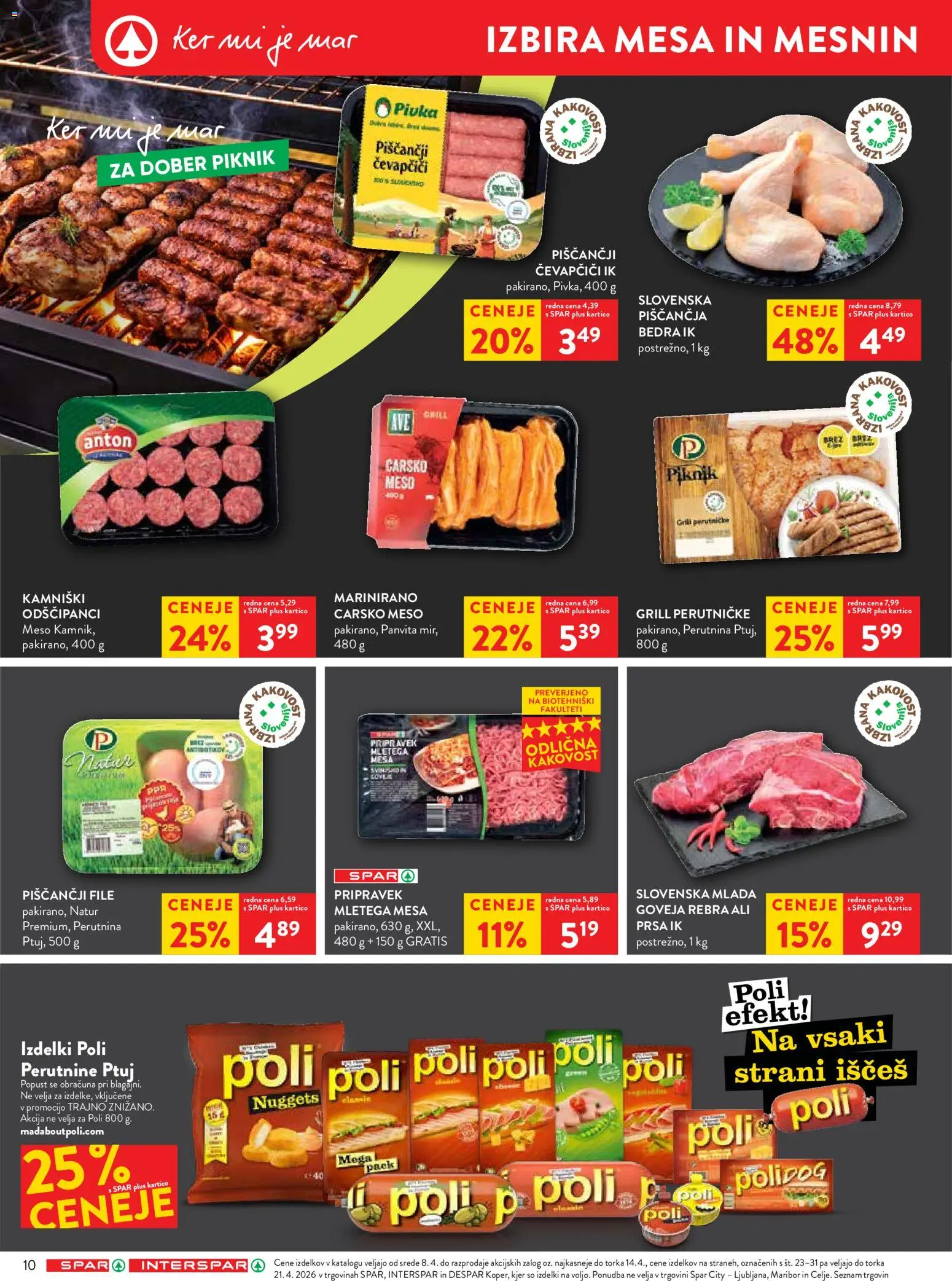 Novi Spar katalog ponudbe – veljaven od 08.04.2026 | Stran: 10 | Izdelki: Čevapčiči, Grill