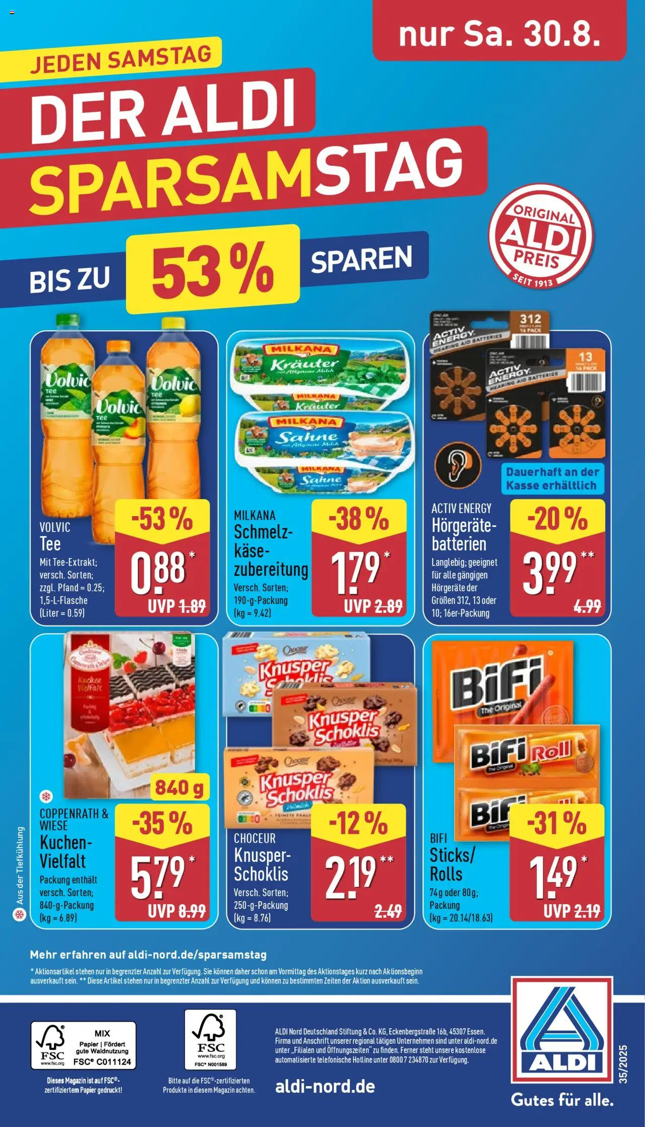 Aldi Prospekt 	 - gültig ab dem 25.08.2025 | Seite: 36 | Produkte: Käse, Milkana, Volvic, Sahne