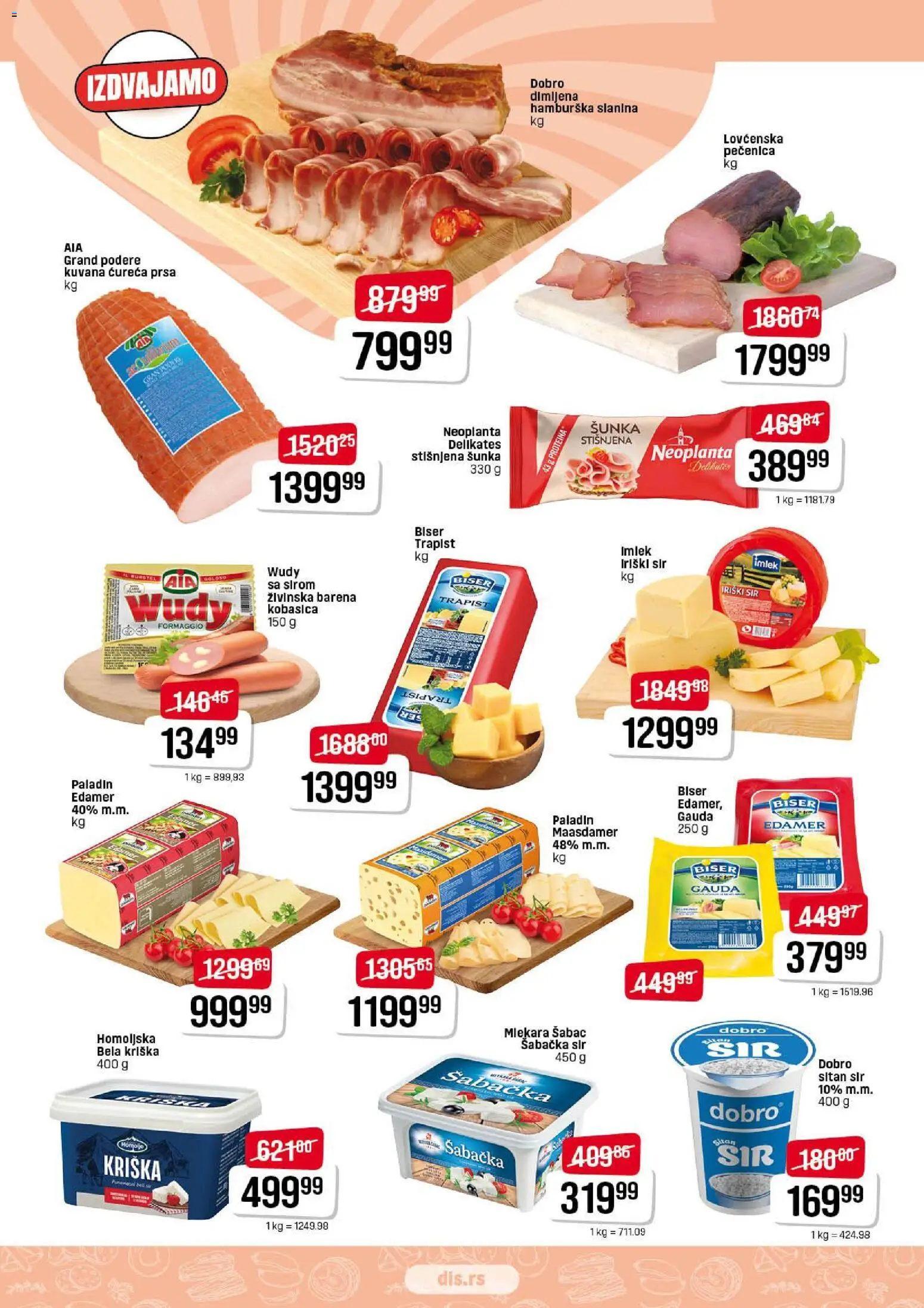 DIS katalog - važi od 12.02.2026 | Strana: 3 | Proizvode: Riški sir, Šunka, Kobasica, Pečenica