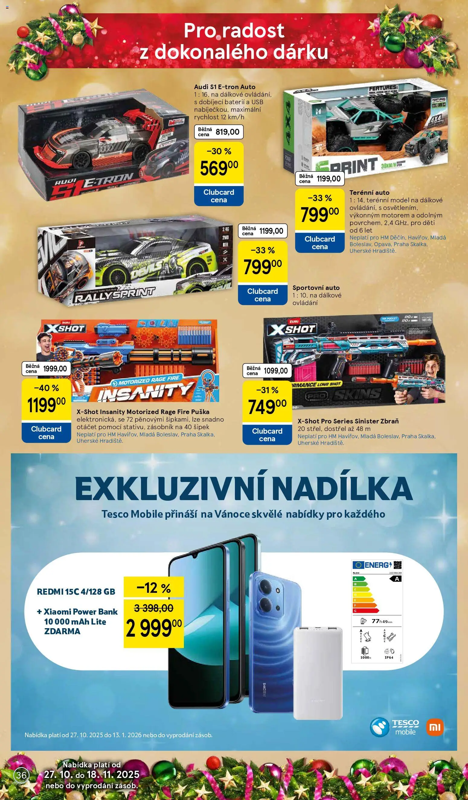 Tesco katalog od 27.10.2025 | Strana: 36 | Produkty: Zásobník, Smartphone, Skalka, Xiaomi