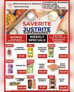 Saverite specials catalogue – valid from 10.11.2025 | Page: 4 | Products: Cheese, Eggs, Rice, Salt