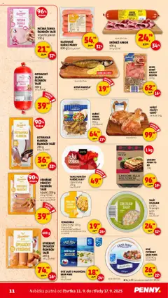 Penny Market leták - Čtvrtečník od 11.09.2025 | Strana: 11 | Produkty: Klobása, Losos, Talíř, Lasagne