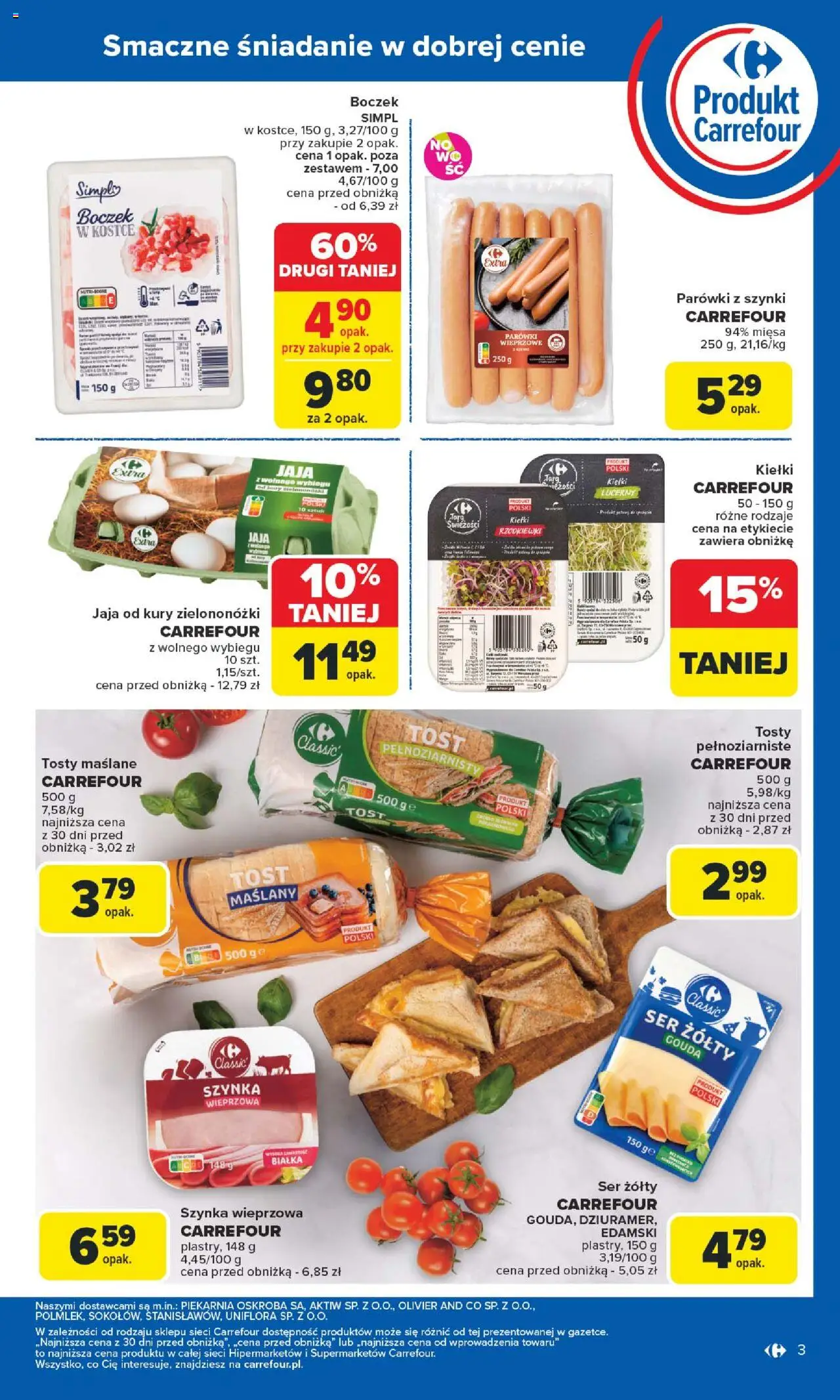 Carrefour Gazetka - Produkt Carrefour od poniedziałku od 02.06.2025 | Strona: 3 | Produkty: Ser żółty, Parówki, Boczek, Jaja