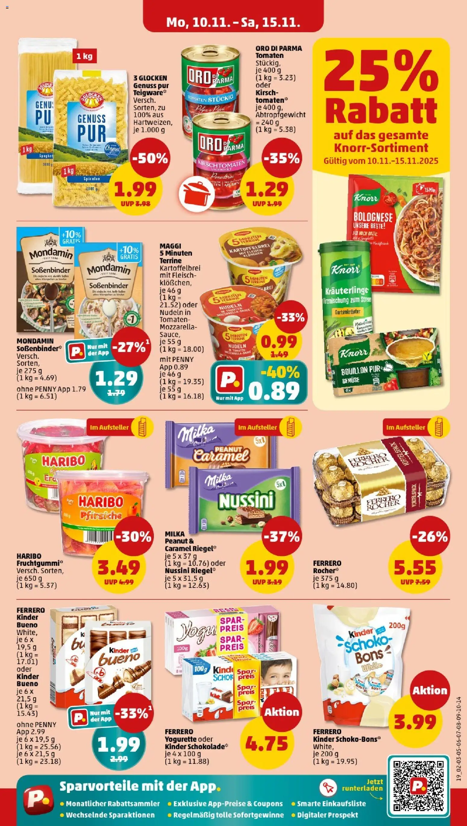 Penny -  Nordrhein - Westfalen – gültig ab 10.11.2025 | Seite: 19 | Produkte: Haribo, Yogurette, Mozzarella, Nudeln