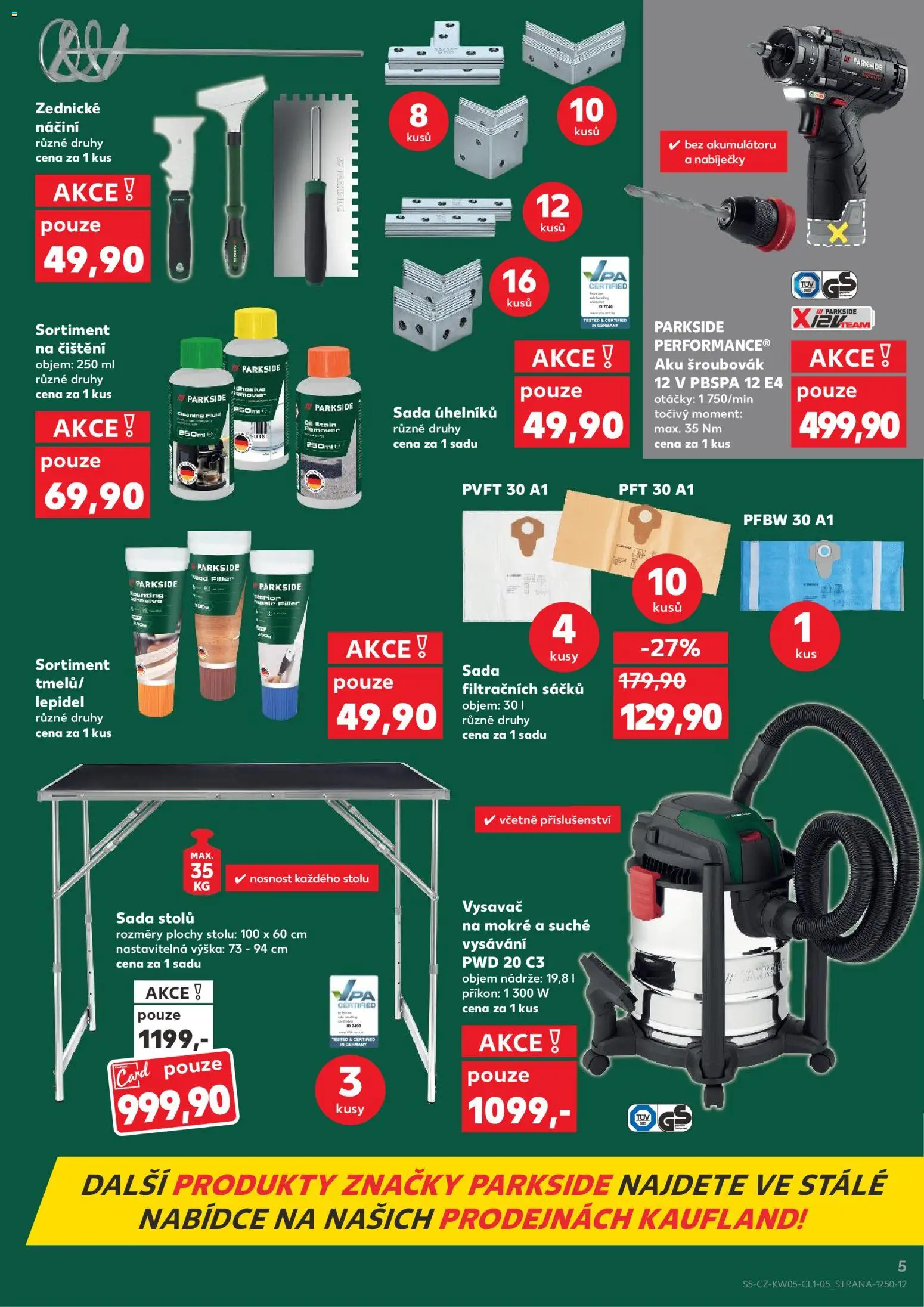 Kaufland leták - Chomutov od 28.01.2026 | Strana: 5 | Produkty: Parkside, Šroubovák, Vysavač, Aku šroubovák