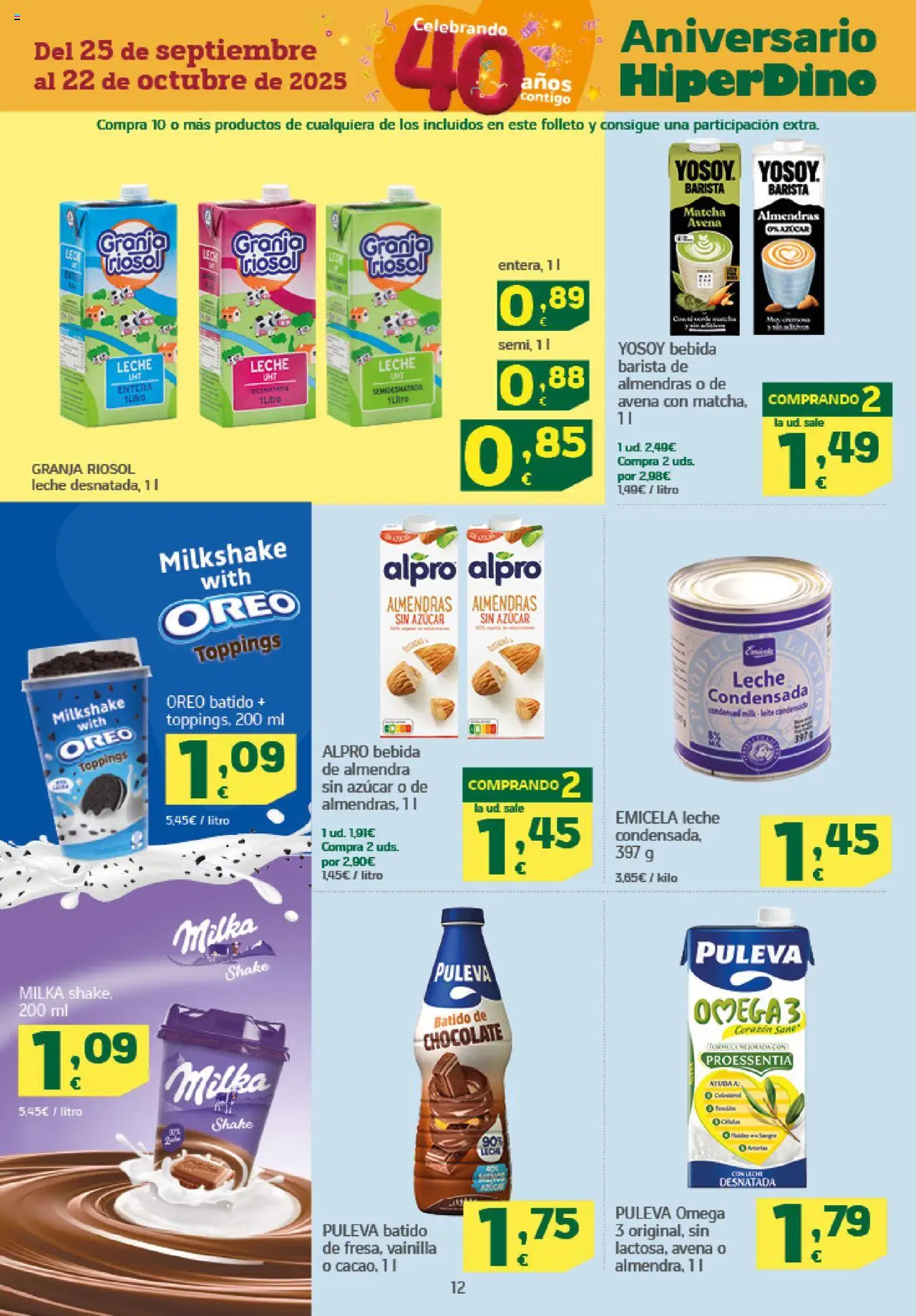 HiperDino folleto │ válido desde el 09.10.2025 | Página: 12 | Productos: Δοχείο φοντί, Leche, Chocolate, Φαρίνα