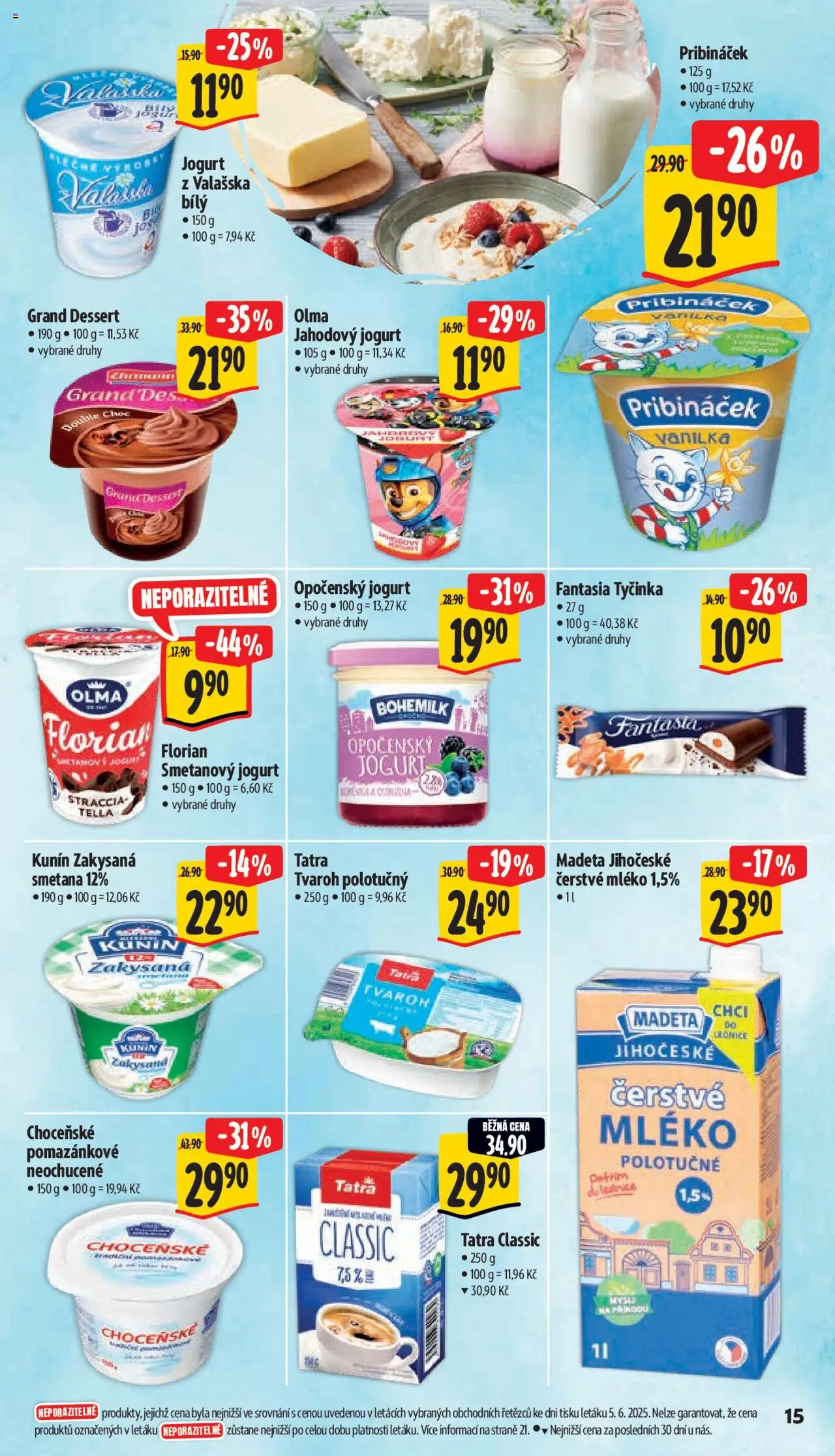 Albert leták - Supermarket od 11.06.2025 | Strana: 23 | Produkty: Opočenský jogurt, Mléko, Pribináček, Zakysaná smetana