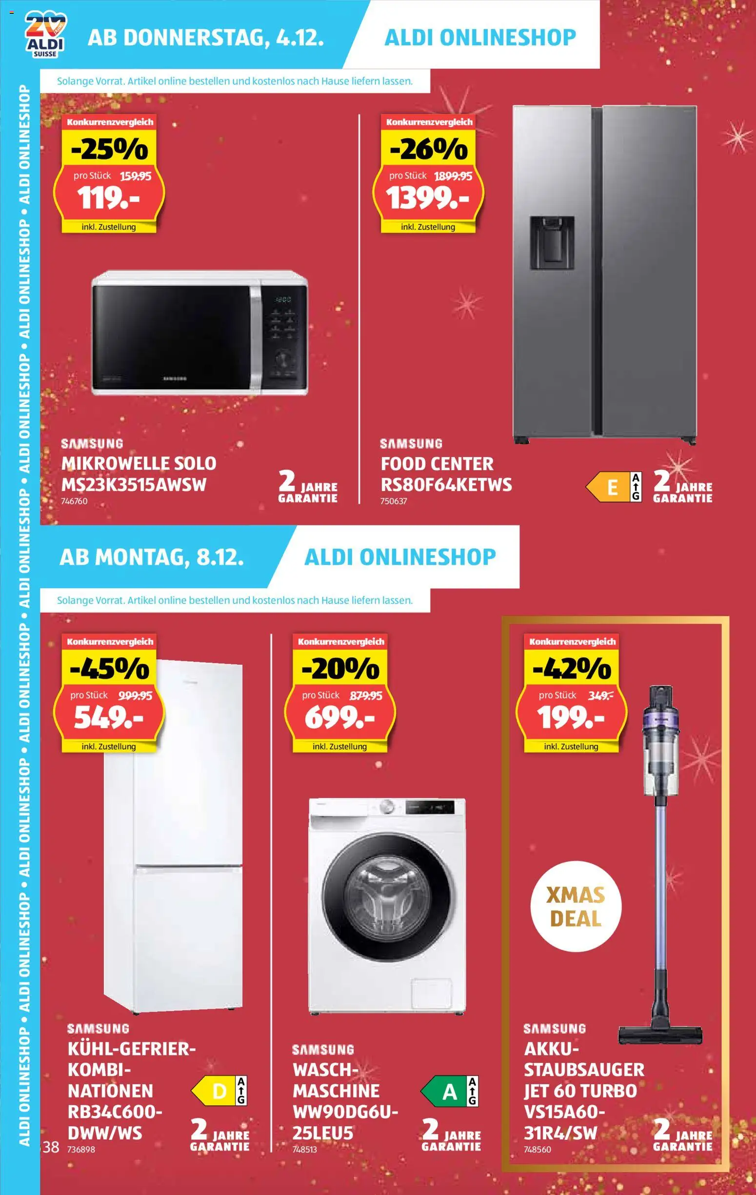 Aldi Aktionen – gültig ab 04.12.2025 | Seite: 39 | Produkte: Samsung, Mikrowelle, Staubsauger