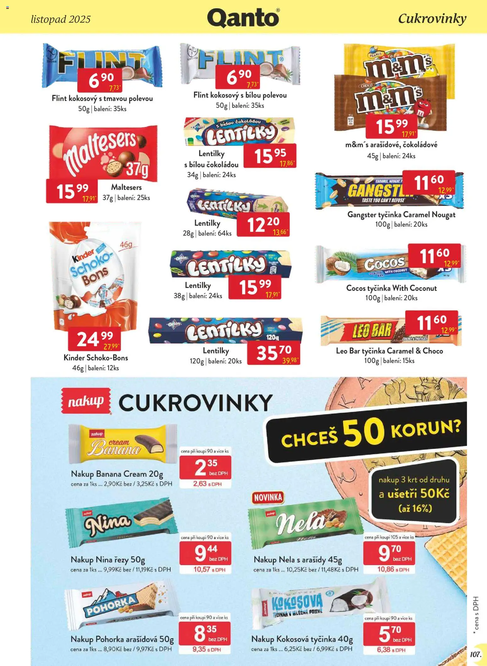 Astur & Qanto - Leták - Velkoobchod 11/2025 od 01.11.2025 | Strana: 107 | Produkty: Arašídy, Kinder, Lentilky