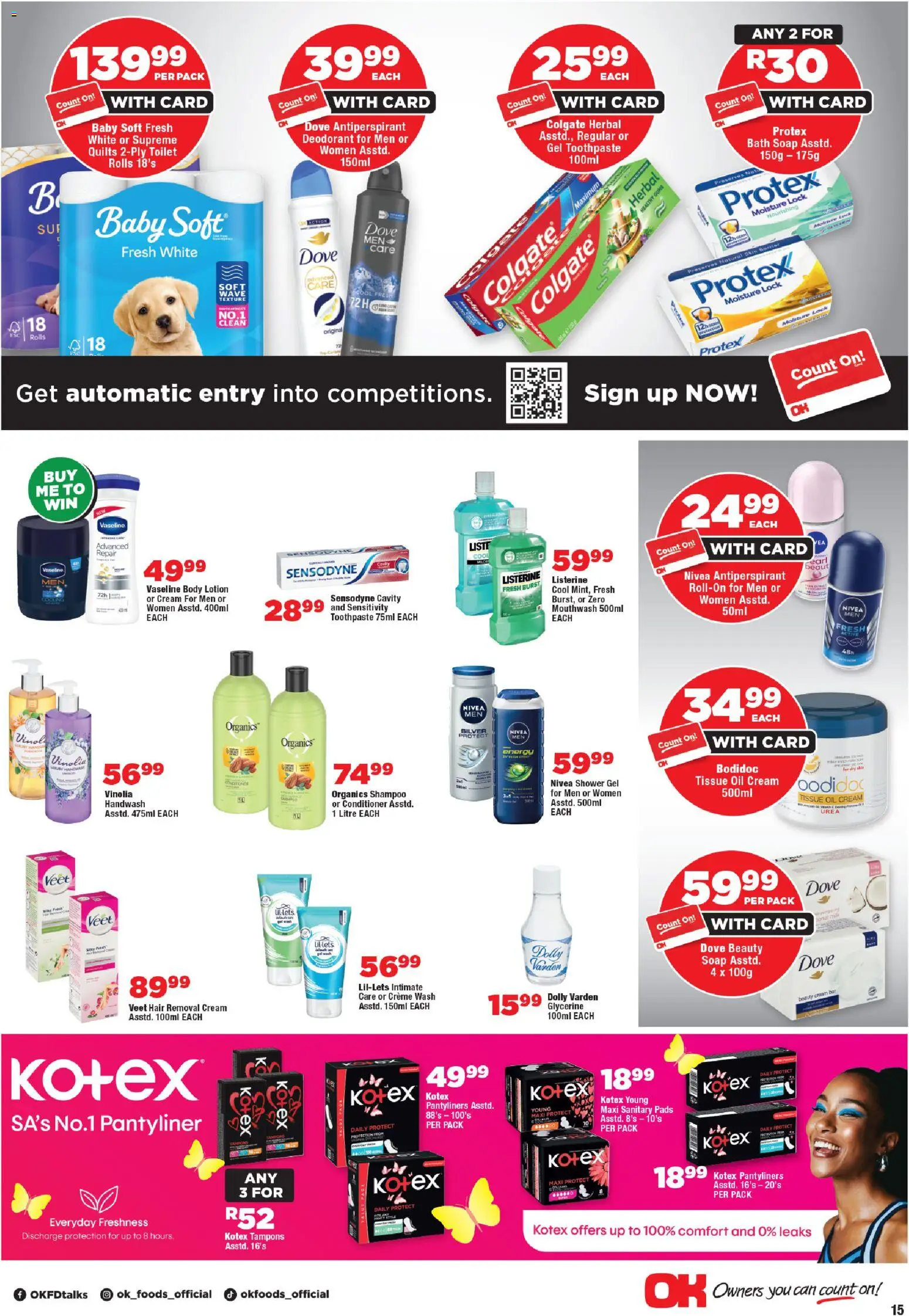 New OK Foods catalogue – valid from 21.01.2026 | Page: 15 | Products: Toilet, Soap, Deodorant, Mouthwash