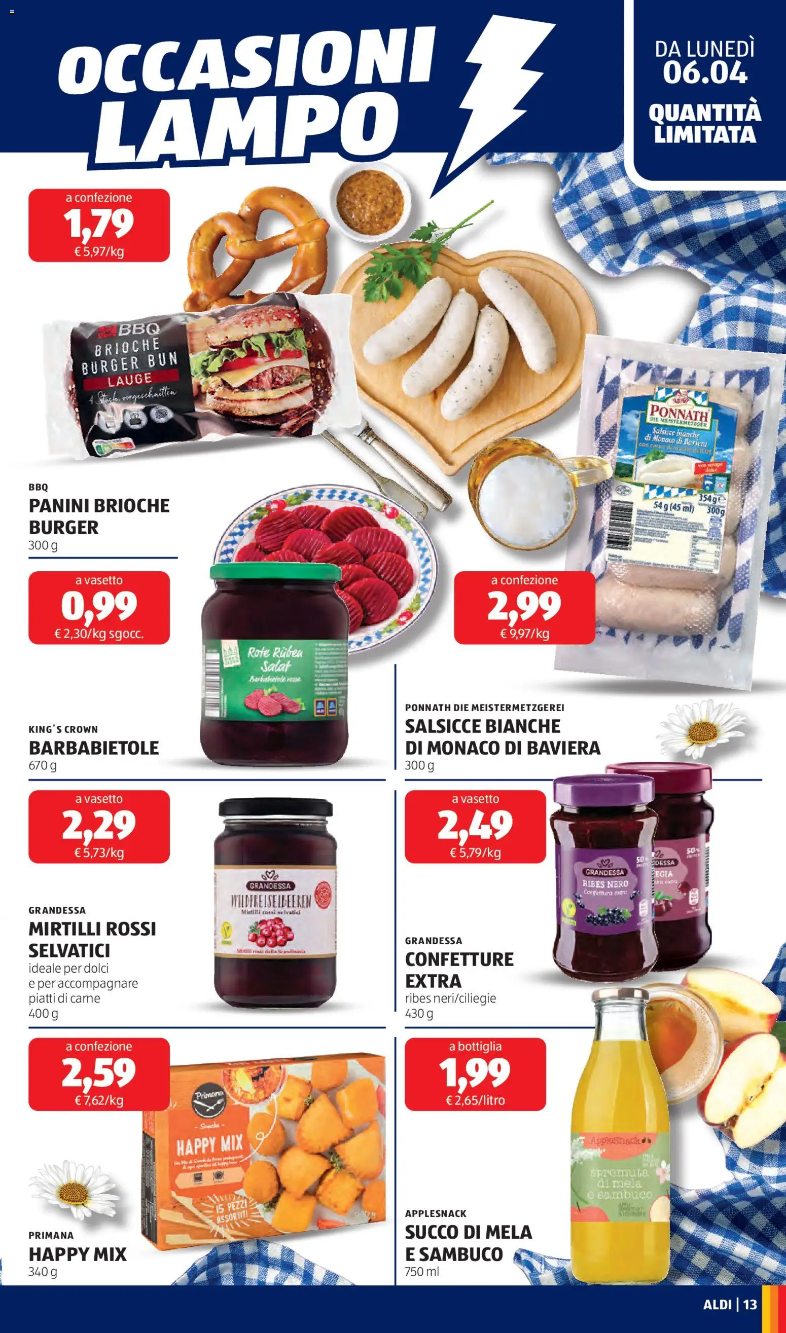 Volantino Aldi del 06.04.2026 | Pagina: 13 | Prodotti: Succo, Mirtilli, Bottiglia