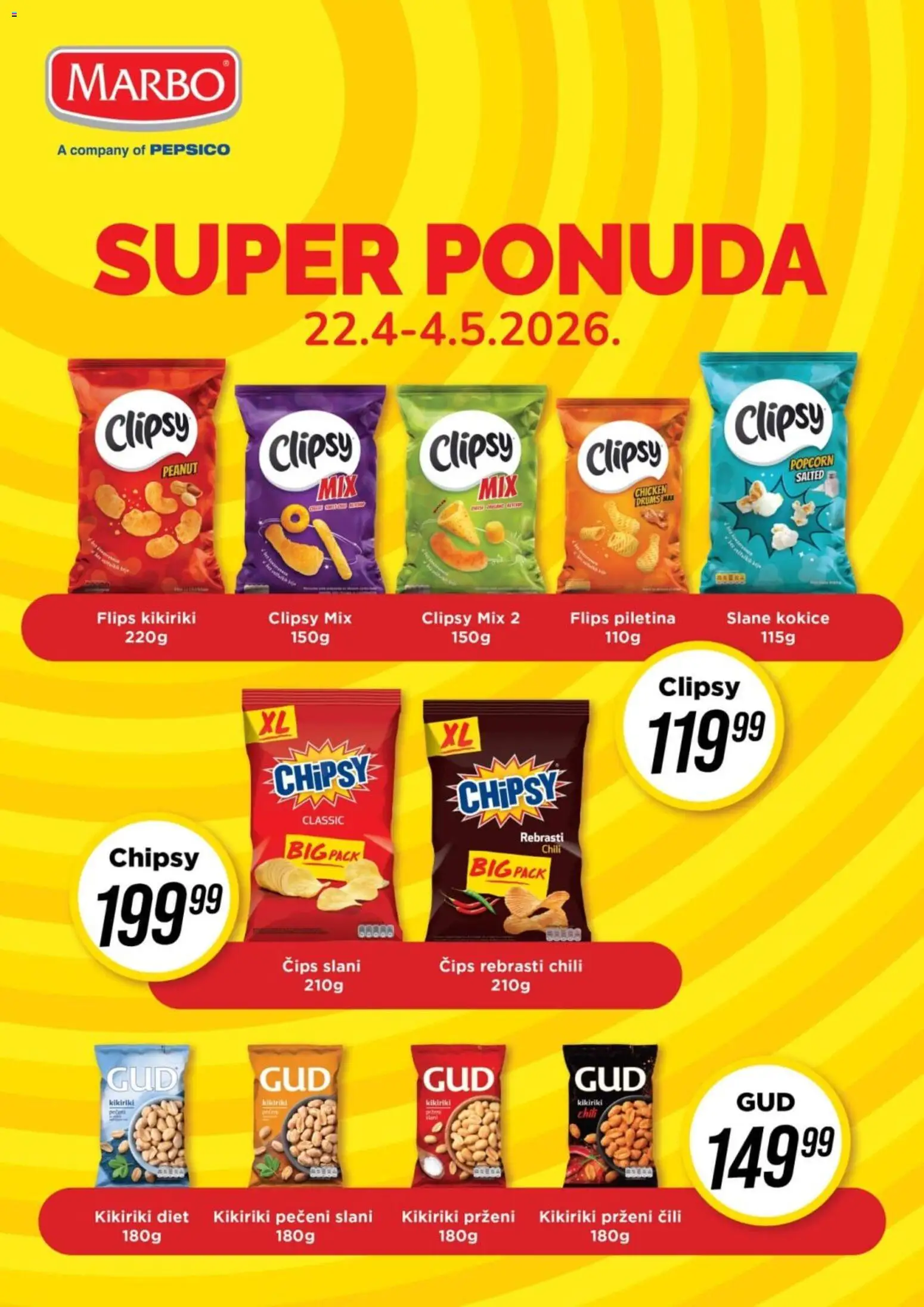 Tekijanka katalog - važi od 22.04.2026 | Strana: 1 | Proizvode: Čips, Kikiriki, Popcorn, Piletina