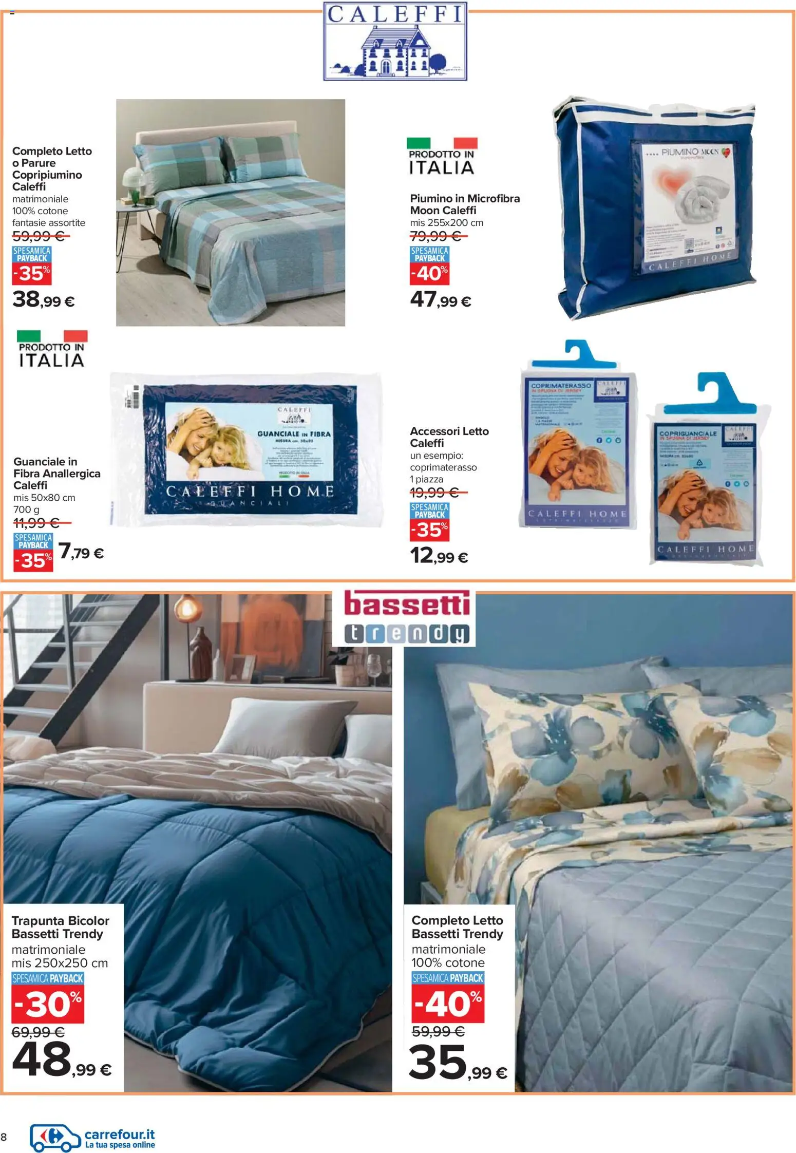Volantino Carrefour del 27.12.2025 | Pagina: 8 | Prodotti: Copripiumino, Trapunta, Letto, Coprimaterasso