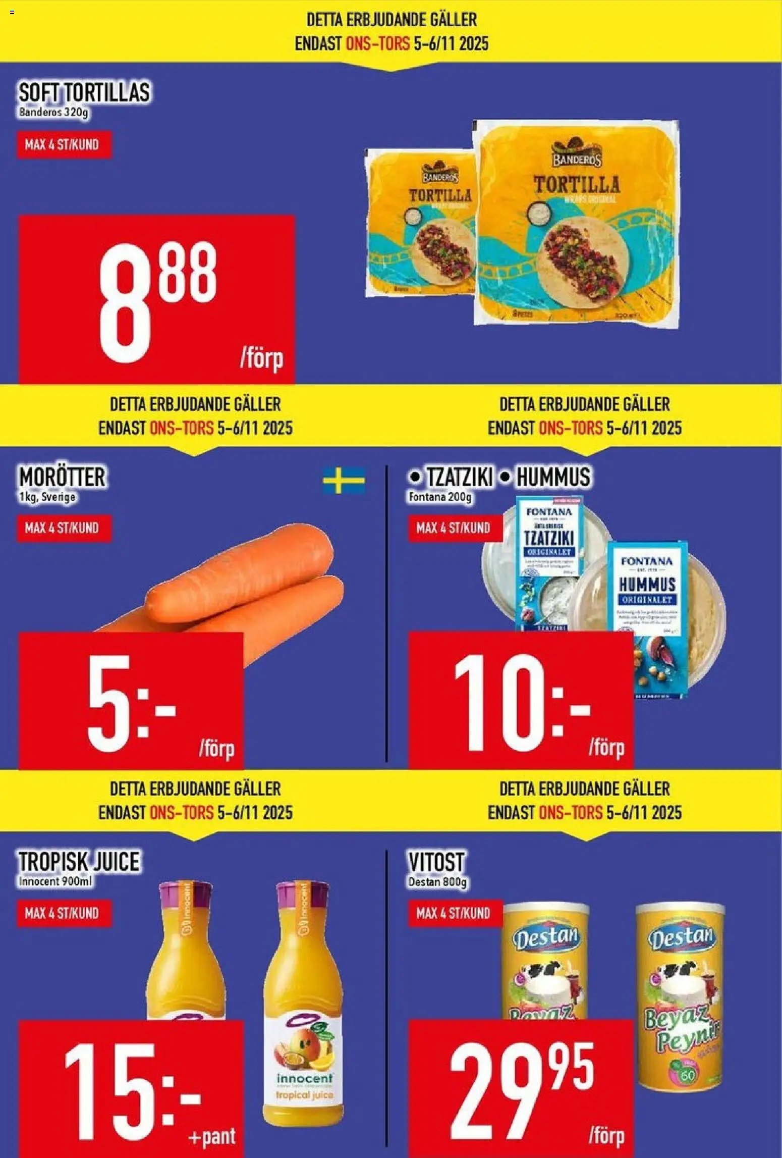 Matdax reklamblad aktuell från 03.11.2025 | Sida: 3 | Produkter: Tortilla, Galler, Tzatziki, Juice