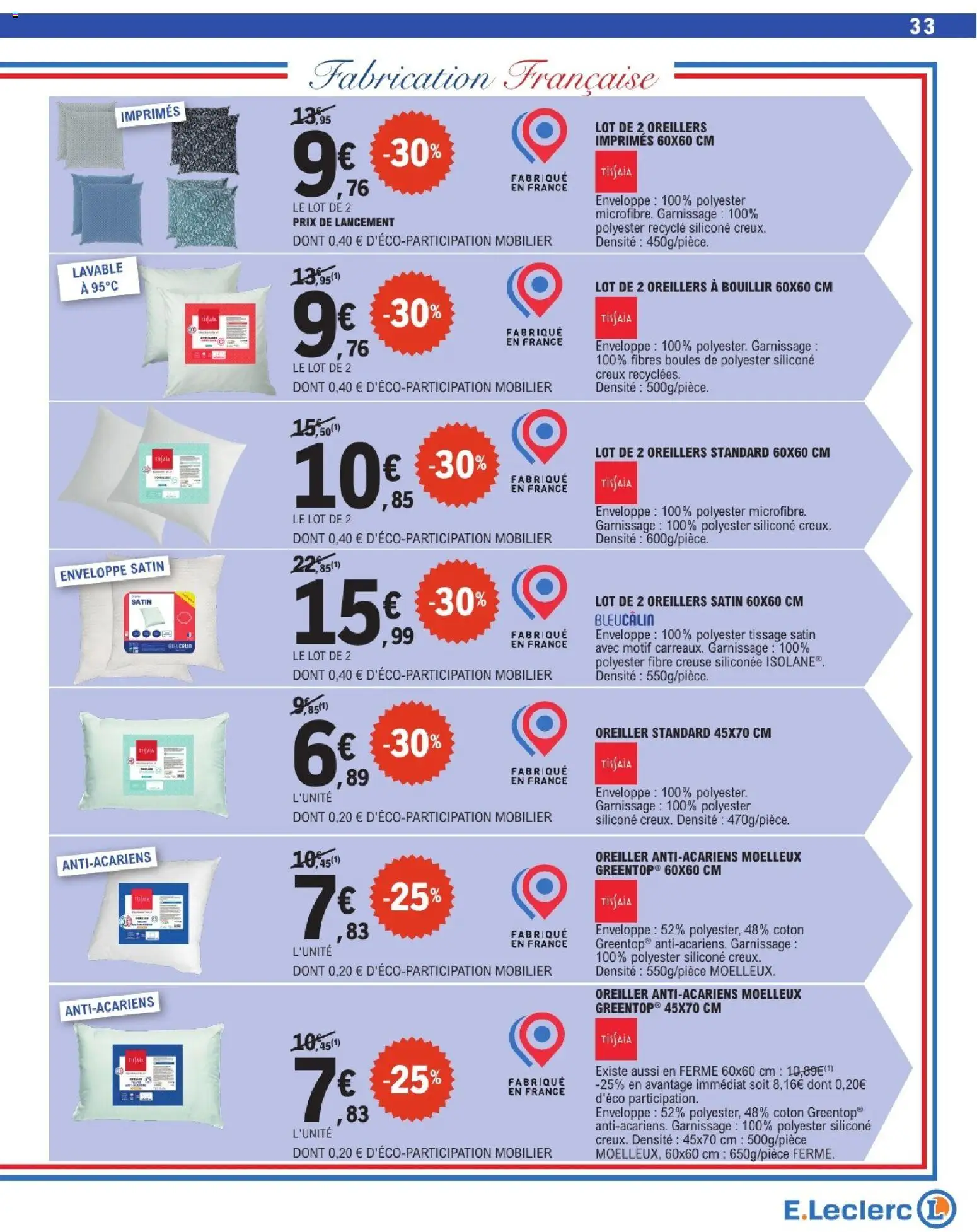 {H1} | Page: 33 | Produits: Coton, Enveloppe, Oreiller