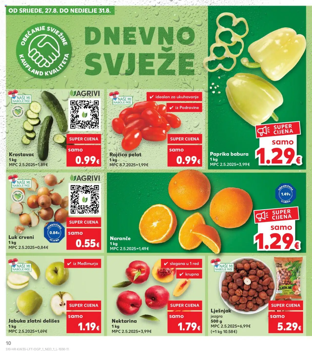 Kaufland katalog | vrijedi od 27.08.2025 | Stranica: 10 | Proizvodi: Lješnjak, Luk, Rajčica, Jabuka