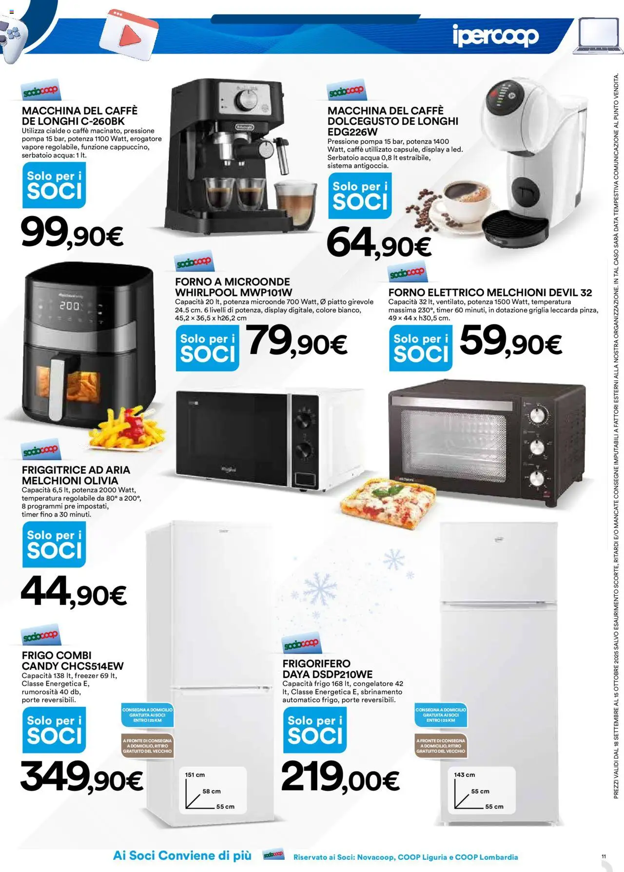 Volantino Ipercoop del 18.09.2025 | Pagina: 11 | Prodotti: Freezer, Frigorifero, Forno, Forno elettrico