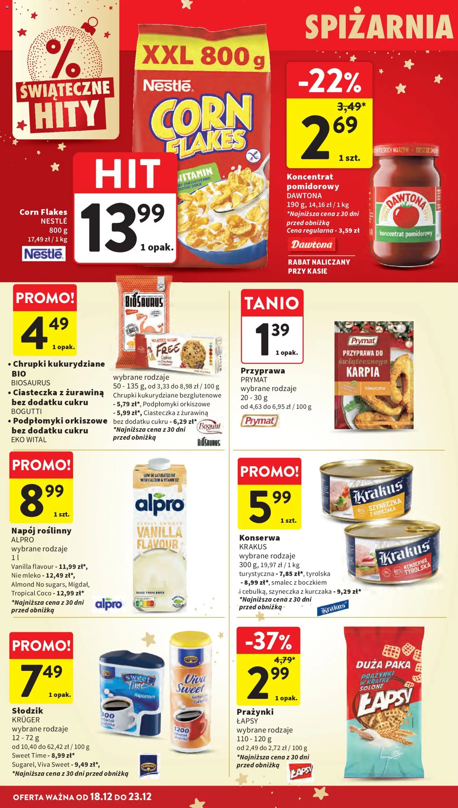 Intermarche Gazetka od 18.12.2025 | Strona: 46 | Produkty: Alpro, Koncentrat pomidorowy, Mleko, Corn Flakes