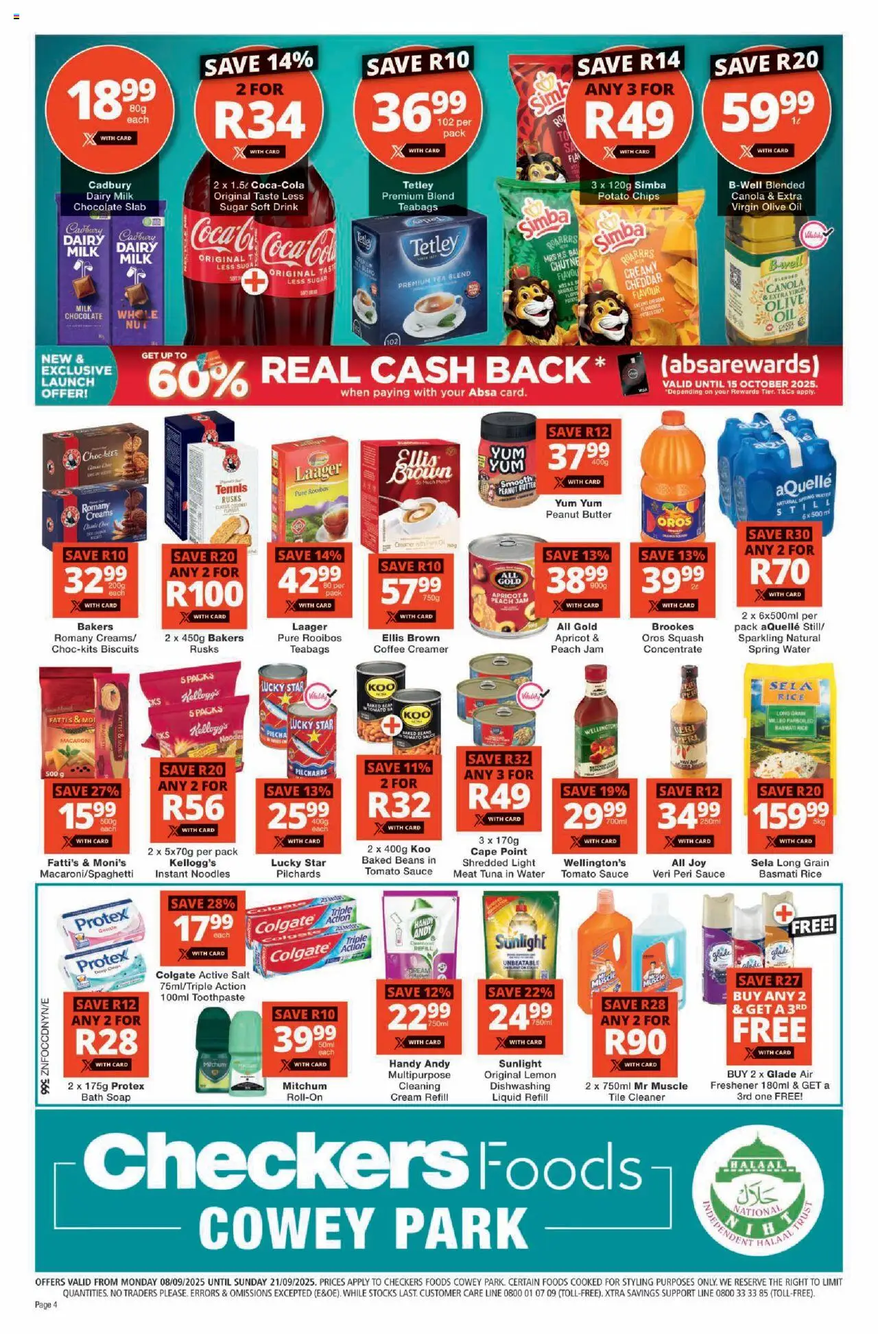 New Checkers catalogue – valid from 08.09.2025 | Page: 4 | Products: Tuna, Coffee, Rusks, Cream