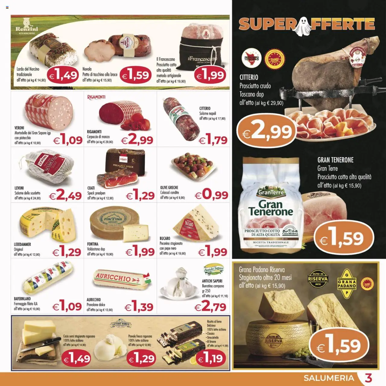 Volantino MerSi Supermercati del 22.10.2025 | Pagina: 3 | Prodotti: Speck, Formaggio, Forno, Pecorino