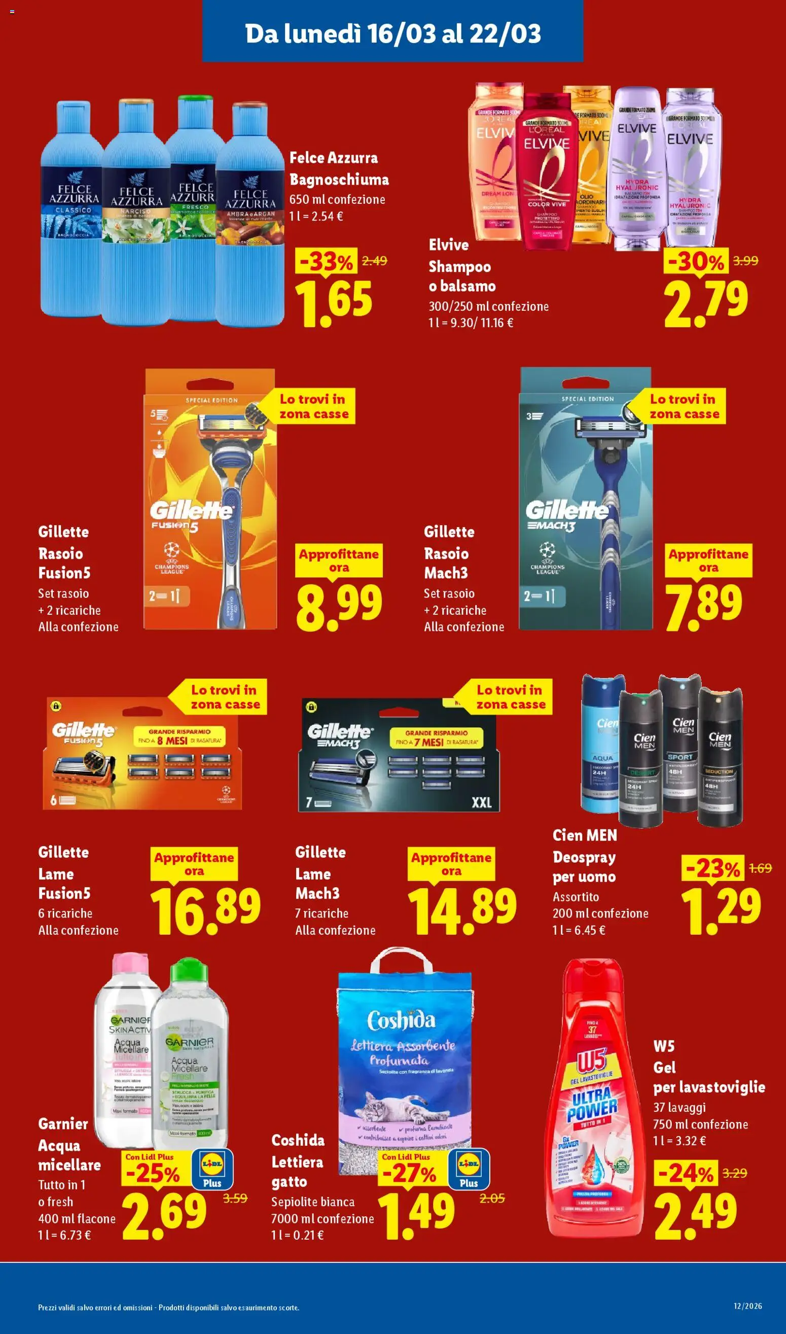 Volantino Lidl del 16.03.2026 | Pagina: 23 | Prodotti: Acqua micellare, Acqua, Olio, Lavastoviglie