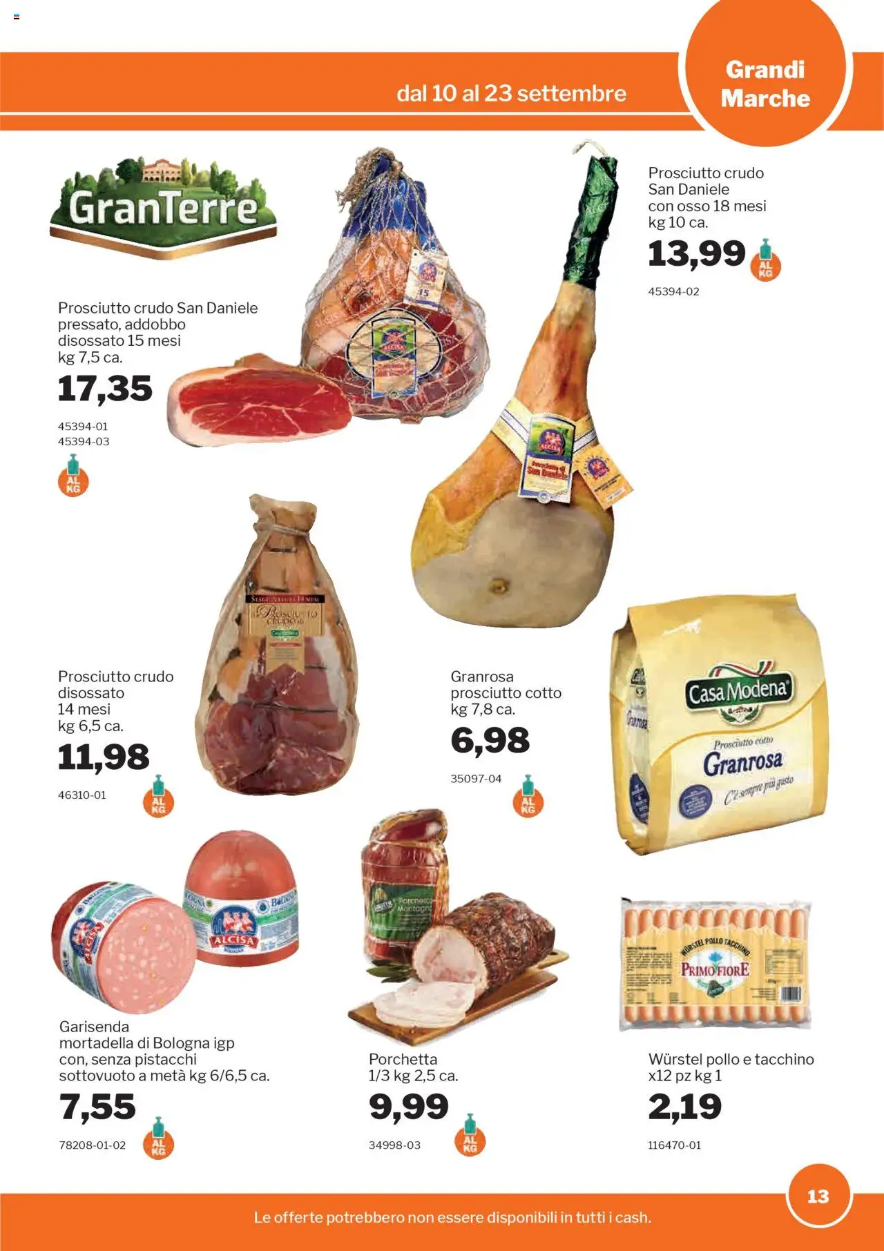 Volantino Sogegross del 10.09.2025 | Pagina: 13 | Prodotti: Prosciutto Cotto, Pollo, Tacchino, Prosciutto