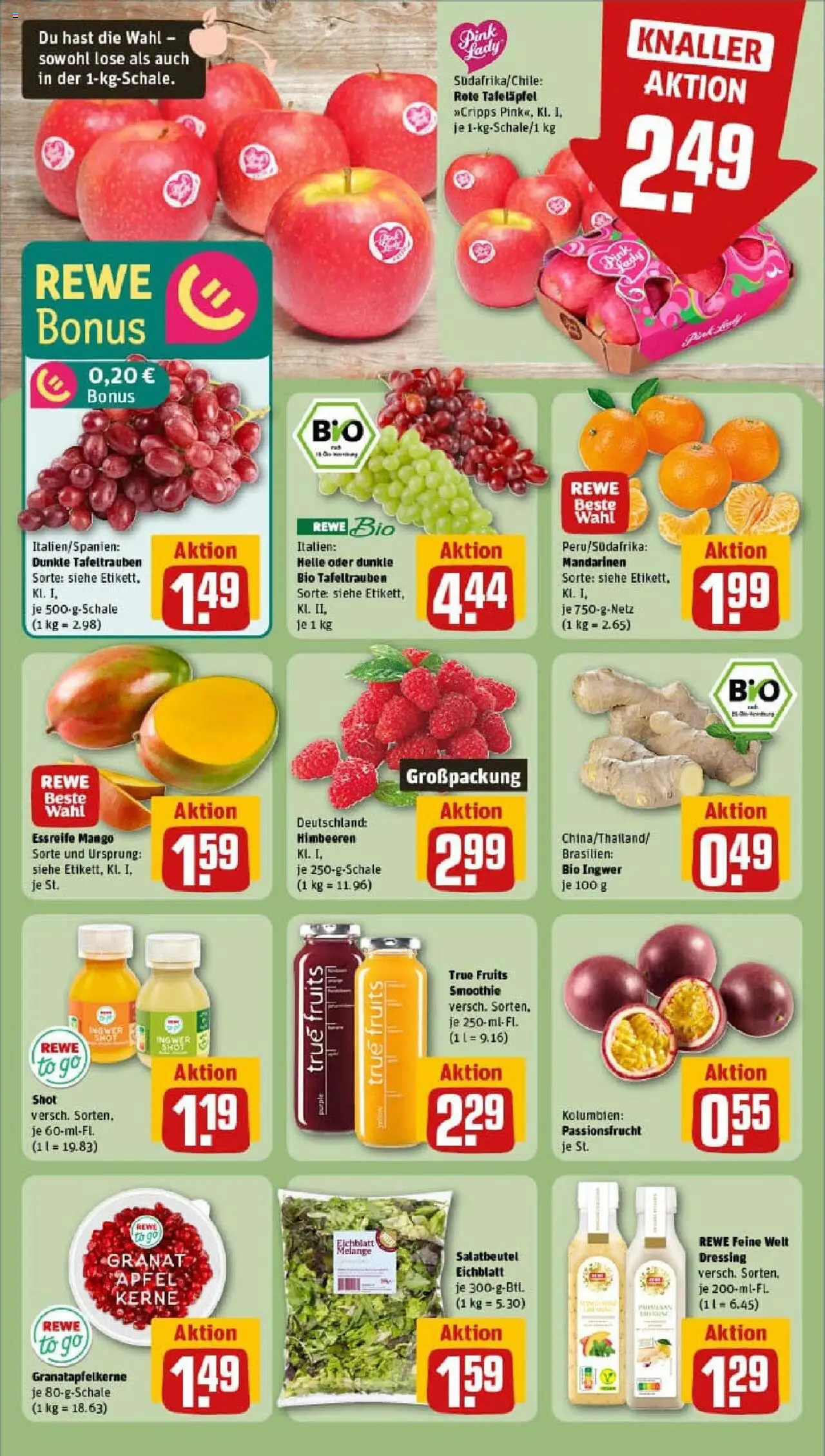 Rewe prospekt Ebersberg	 – gültig ab 01.09.2025 | Seite: 4 | Produkte: Himbeeren, Äpfel, Mandarinen, Mango