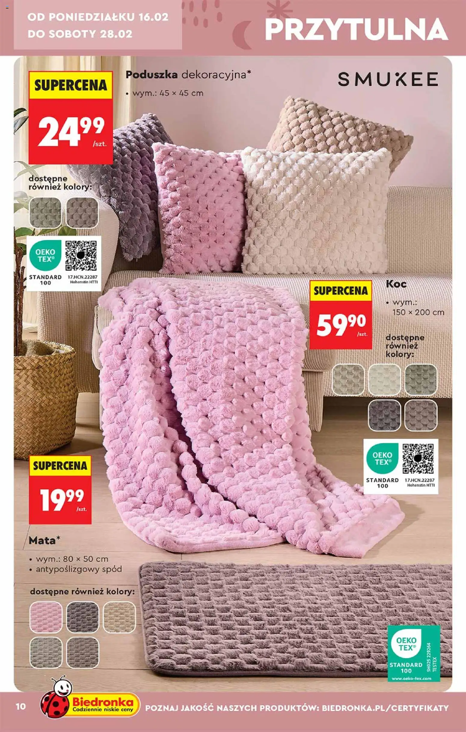 Biedronka gazetka - Hity i inspiracje od 14.02.2026 | Strona: 10 | Produkty: Poduszka, Koc
