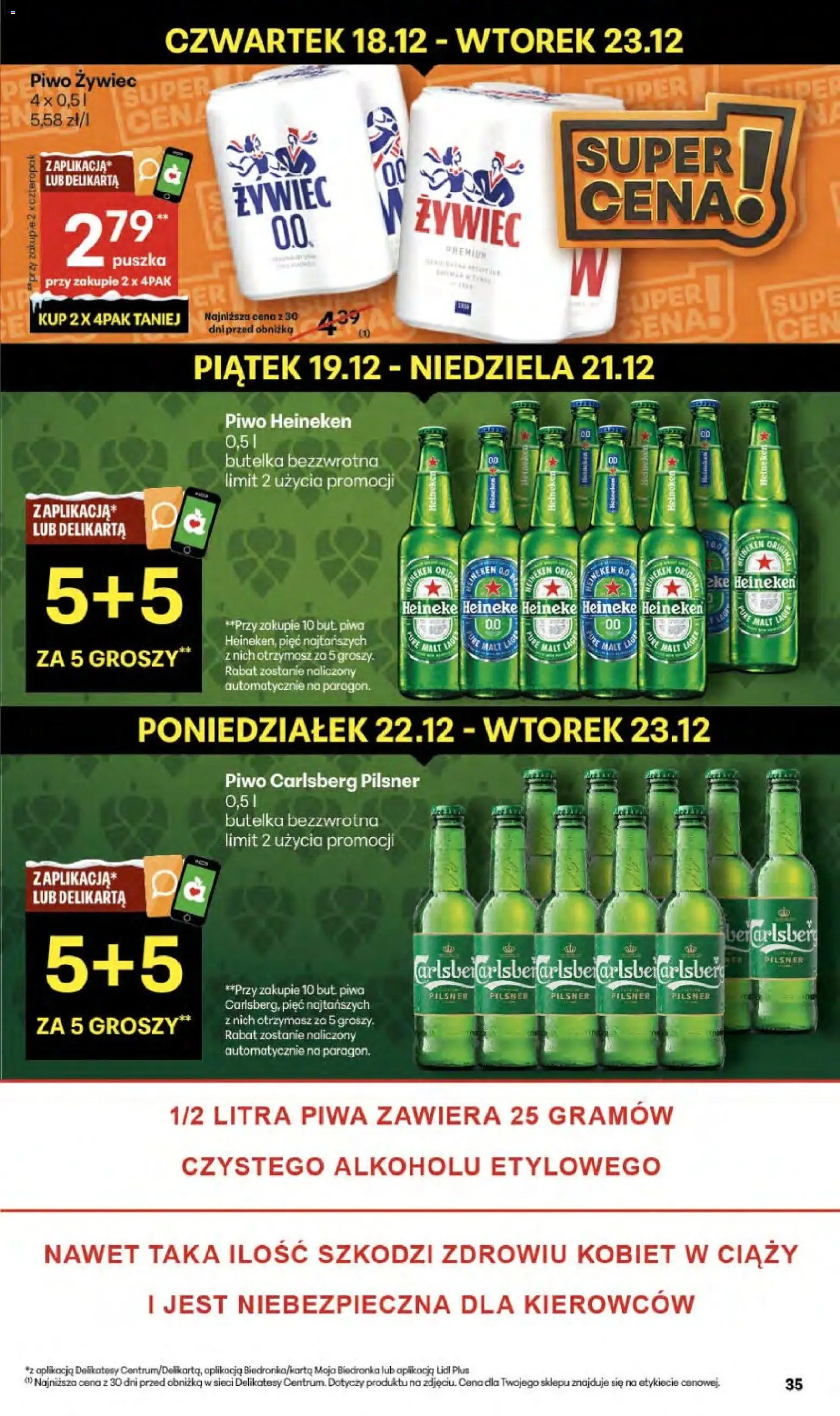 Delikatesy Centrum Gazetka - Sklepy Własne od 18.12.2025 | Strona: 35 | Produkty: Delikatesy, Piwo Carlsberg, Piwo, Heineken