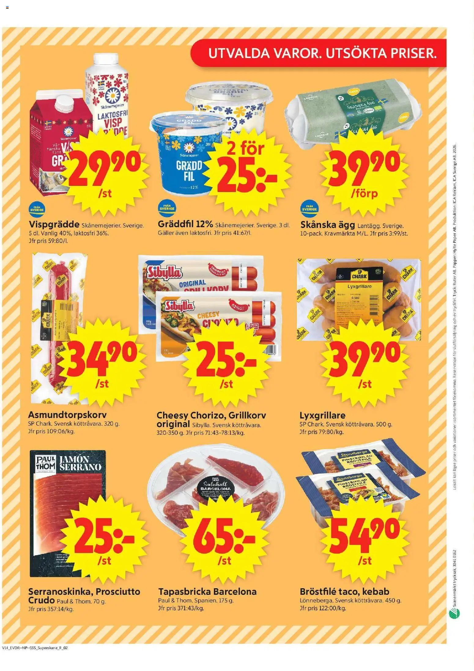 ICA Supermarket reklamblad aktuell från 30.03.2026 | Sida: 14 | Produkter: Visp, Grillkorv, Gräddfil, Papper