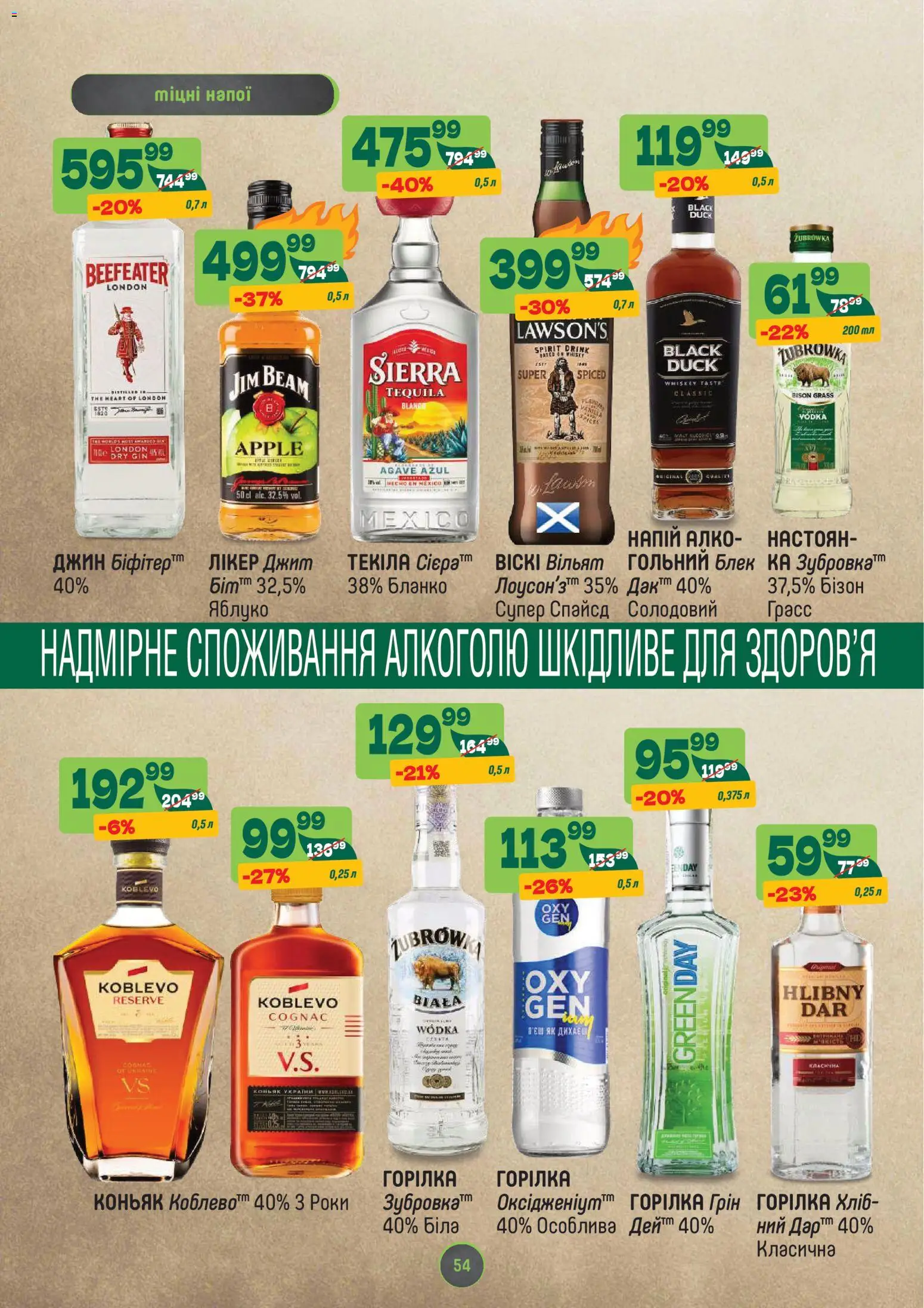 Близенько Kаталог - дійснийкції з 27.10.2025 | Сторінка: 54 | Товари: Джин, Горілка, Напій, Лікер
