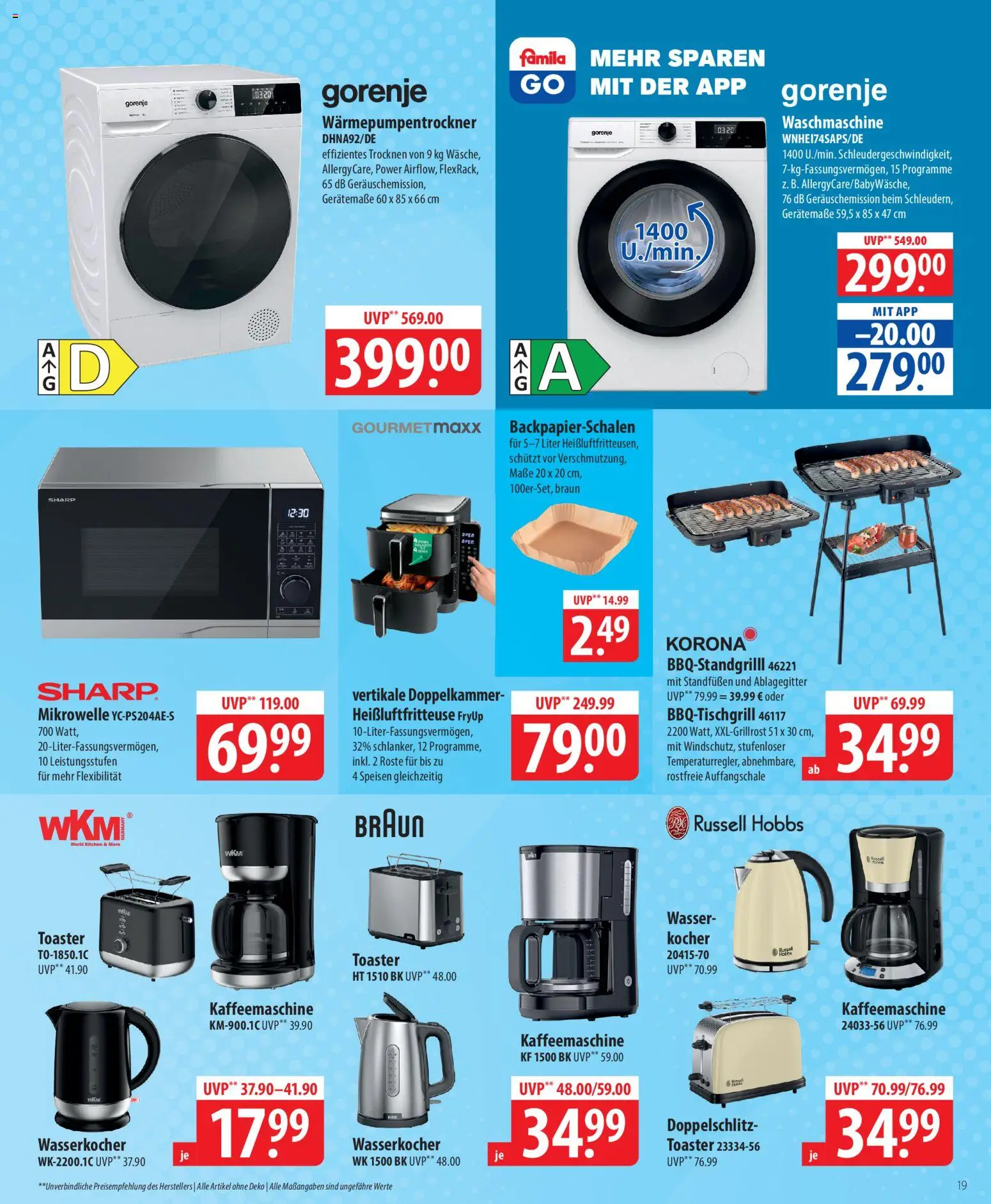 Famila Prospekt 	 – gültig ab 13.04.2026 | Seite: 19 | Produkte: Gorenje, Mikrowelle, Kaffeemaschine, Heißluftfritteuse