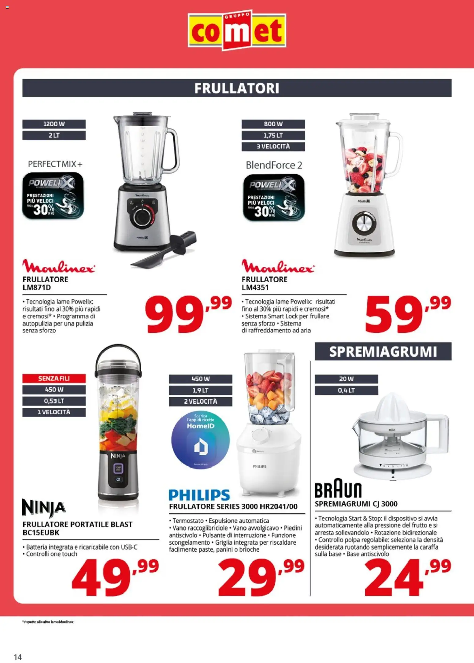 Volantino Comet del 19.01.2026 | Pagina: 14 | Prodotti: Caraffa, Frullatore, Spremiagrumi, Batteria