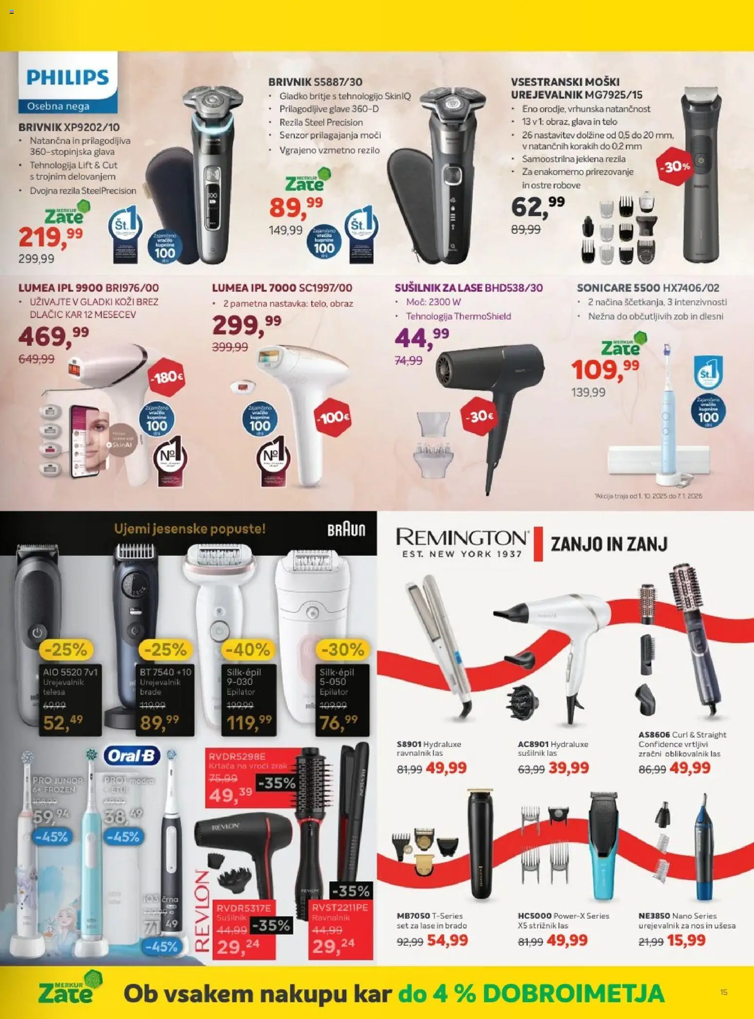 Novi Merkur katalog ponudbe – veljaven od 01.10.2025 | Stran: 37 | Izdelki: Ravnalnik las, Krtaca, Sušilnik za lase, Brivnik