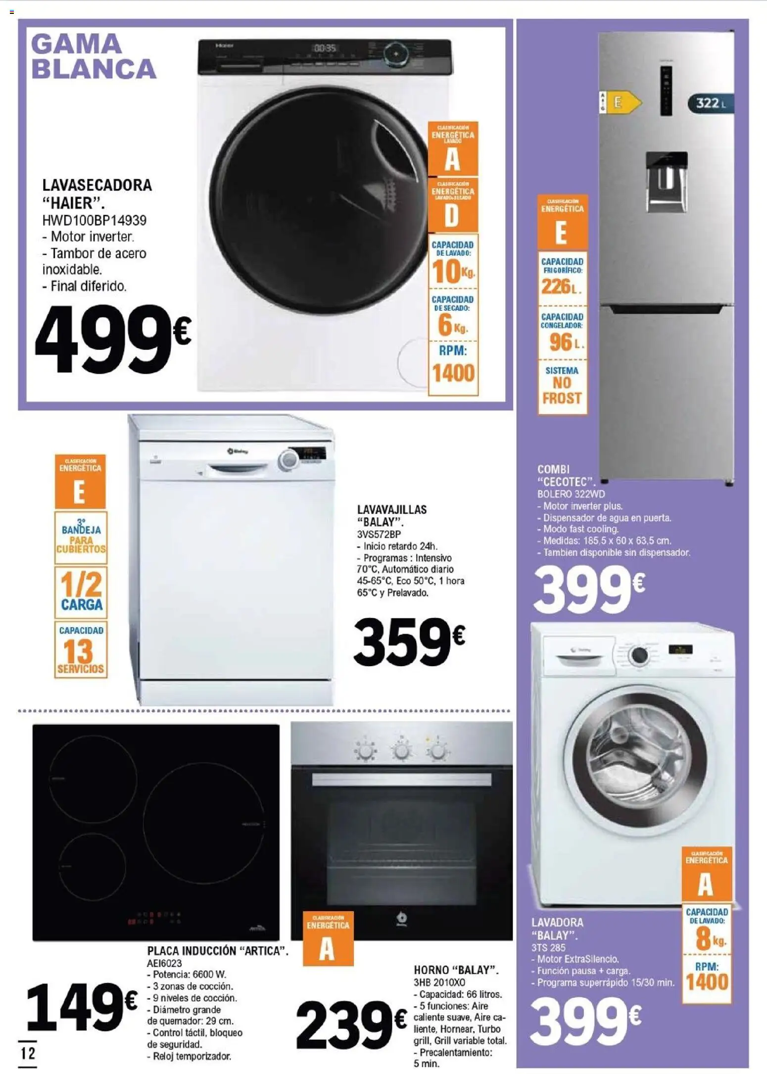 E.Leclerc folleto │ válido desde el 28.01.2026 | Página: 12 | Productos: Reloj, Dispensador, Congelador, Lavadora