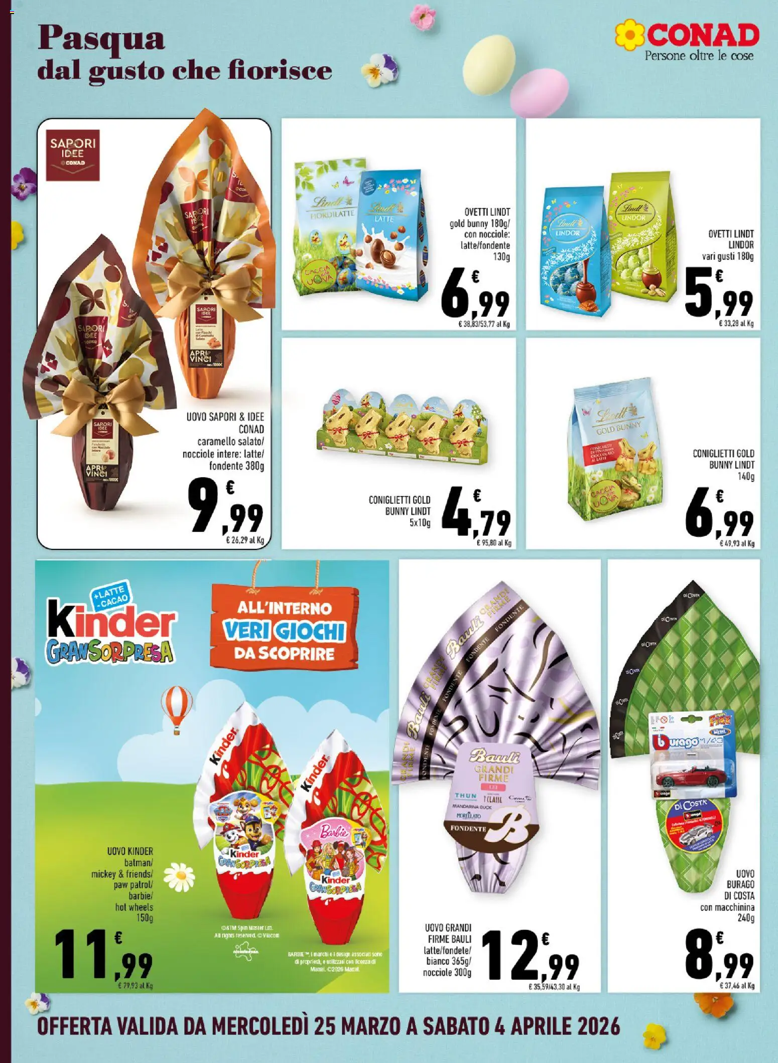 Volantino Conad del 25.03.2026 | Pagina: 2 | Prodotti: Uova, Latte, Nocciole, Cacao