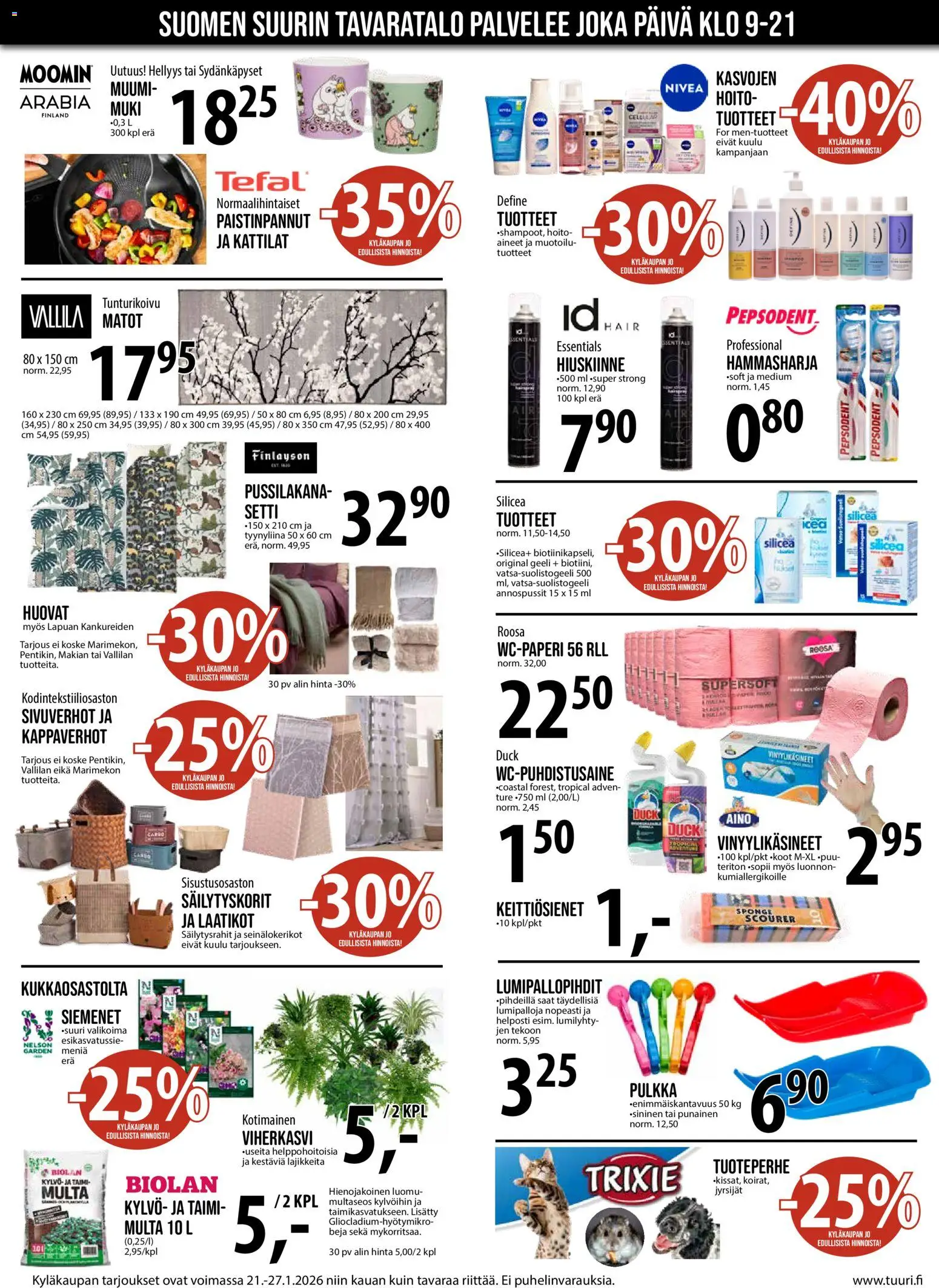 Tuuri tarjoukset – voimassa 21.01.2026 alkaen | Sivu: 2 | Tuotteet: Matot, Muki, Hammasharja, Siemenet