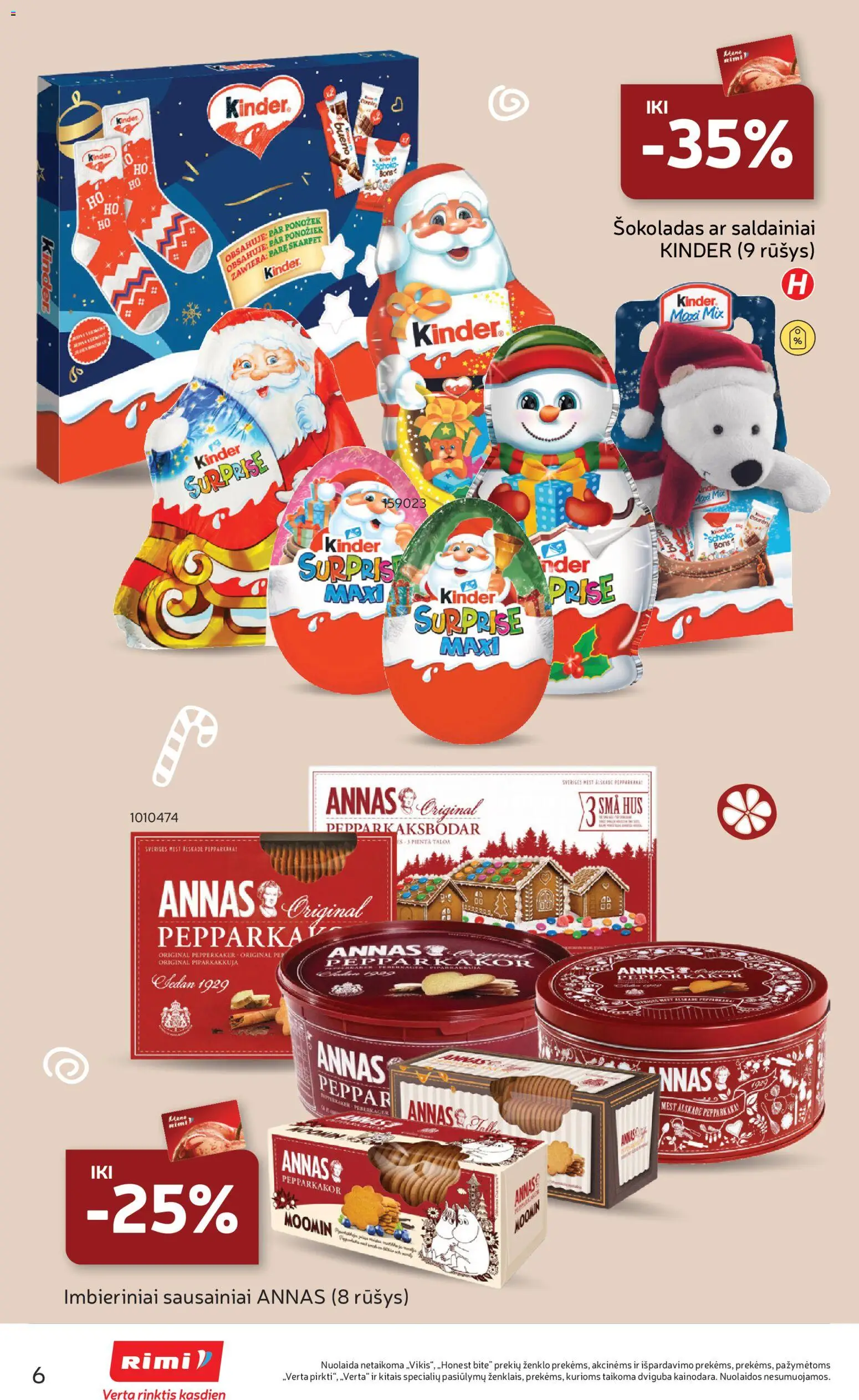 Rimi akcijos nuo 02.12.2025 | Puslapis: 6 | Prekių: Sausainiai, Šokoladas, Saldainiai