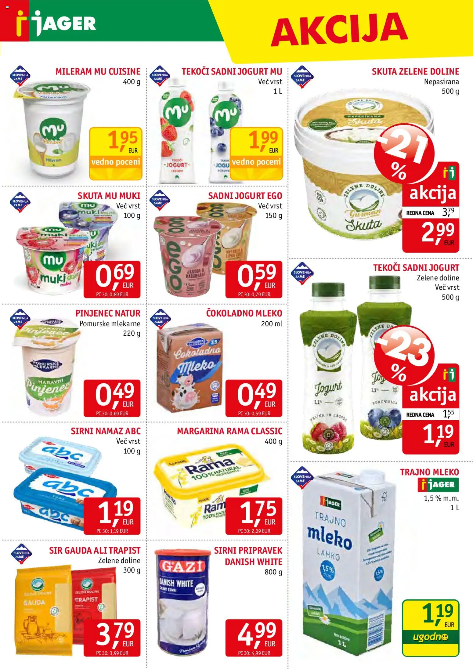 Novi Jager katalog ponudbe – veljaven od 14.01.2026 | Stran: 5 | Izdelki: Margarina, Mileram, Mleko, Sir