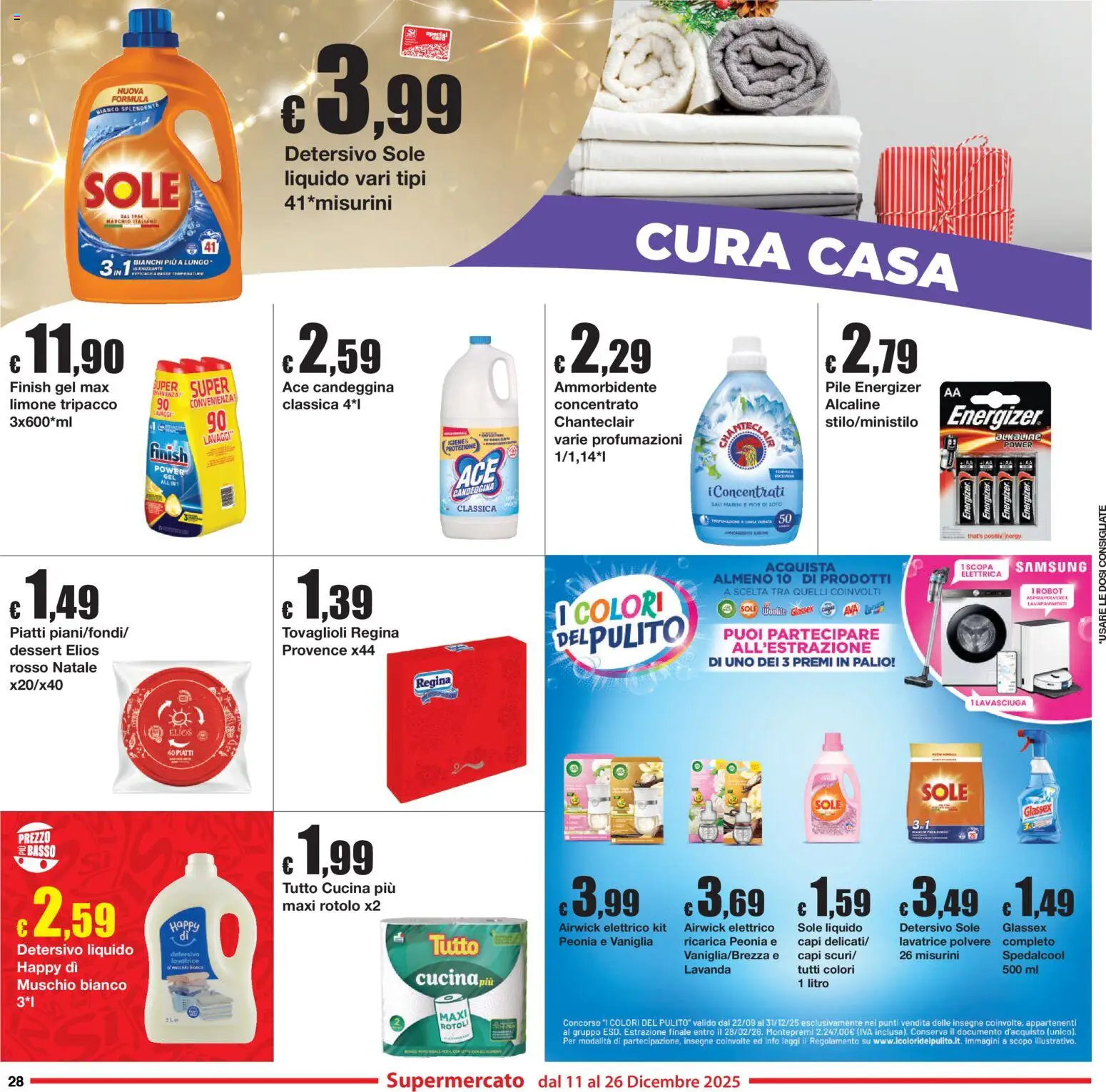 Volantino Sì con Te del 11.12.2025 | Pagina: 28 | Prodotti: Pile, Ammorbidente, Candeggina, Samsung