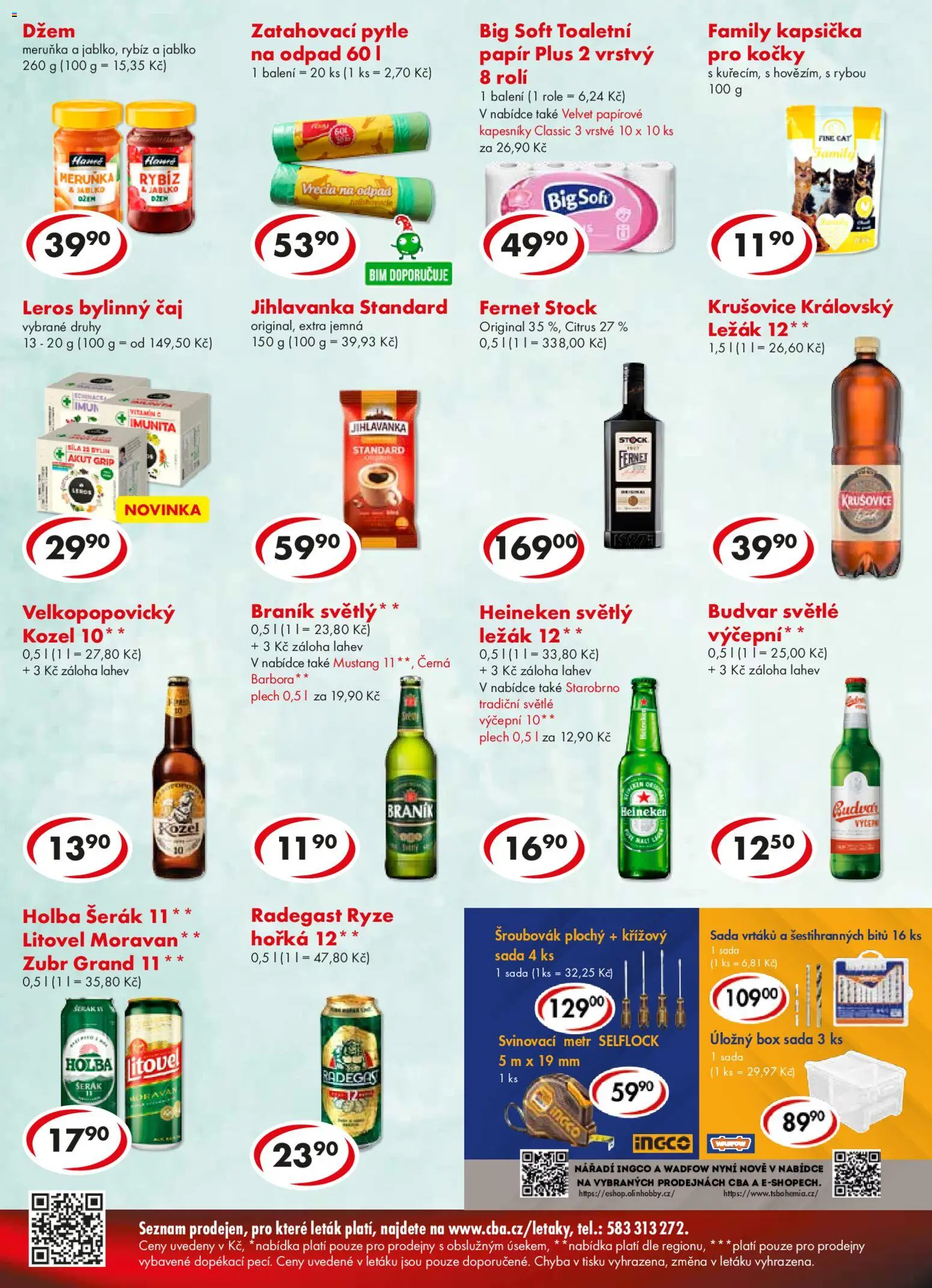 CBA leták - Premium od 21.01.2026 | Strana: 4 | Produkty: Heineken, Džem, Úložný box, Krušovice