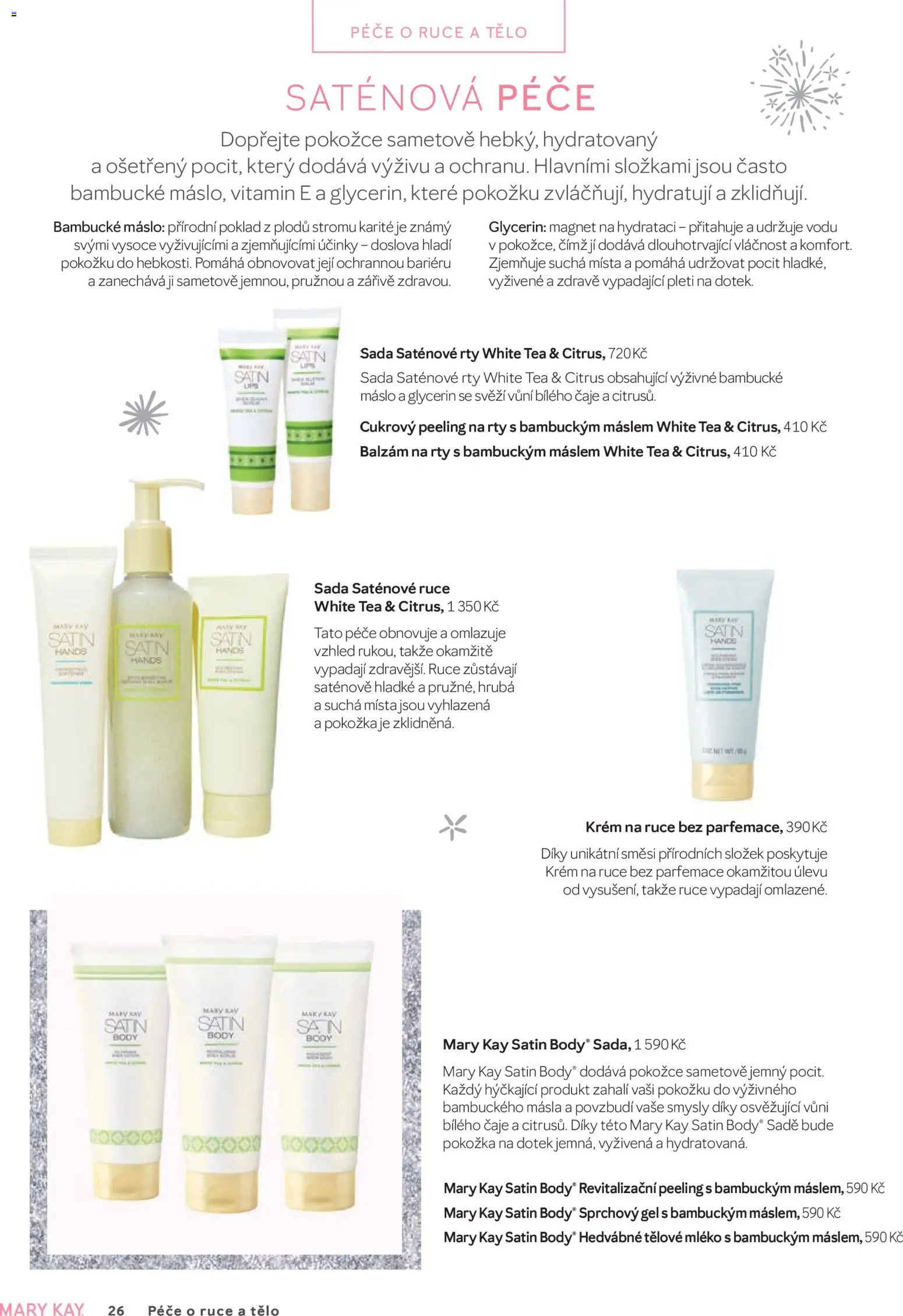 Mary Kay kniha o kráse od 01.01.2026 | Strana: 26 | Produkty: Tělové mléko, Balzám na rty, Čaje, Peeling