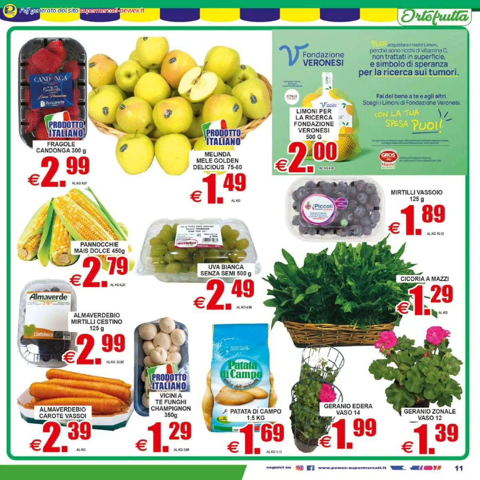 Volantino Pewex del 17.04.2026 | Pagina: 11 | Prodotti: Fragole, Uva, Vassoio, Cestino