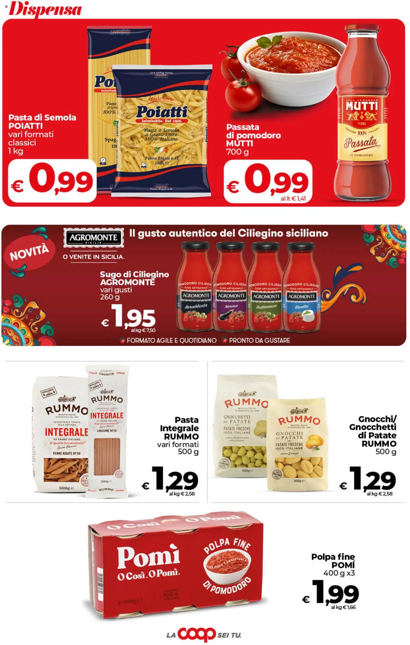 Volantino COOP del 28.04.2026 | Pagina: 24 | Prodotti: Ricotta, Mutti passata, Gnocchi, Penne