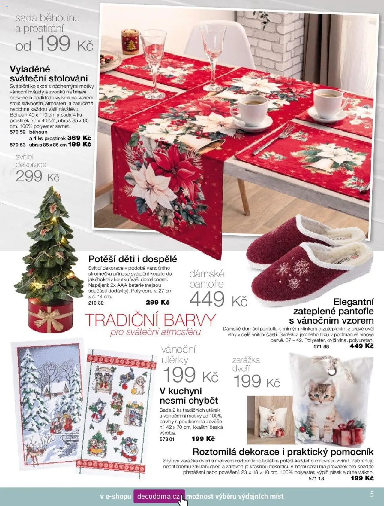Decodoma katalog Vánoce 2025 od 09.10.2025 | Strana: 5 | Produkty: Utěrky, Ubrus, Běhoun, Dekorace