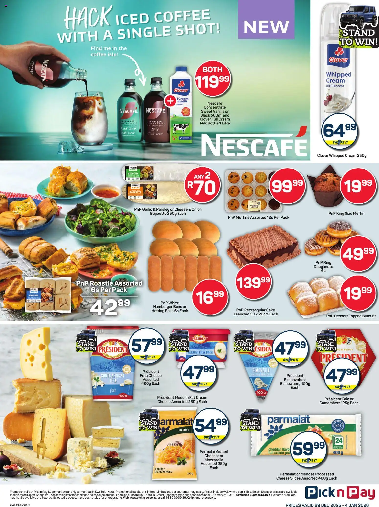 New Pick n Pay catalogue – valid from 29.12.2025 | Page: 4 | Products: Muffins, Cheese, Cream, Máscara de pestañas