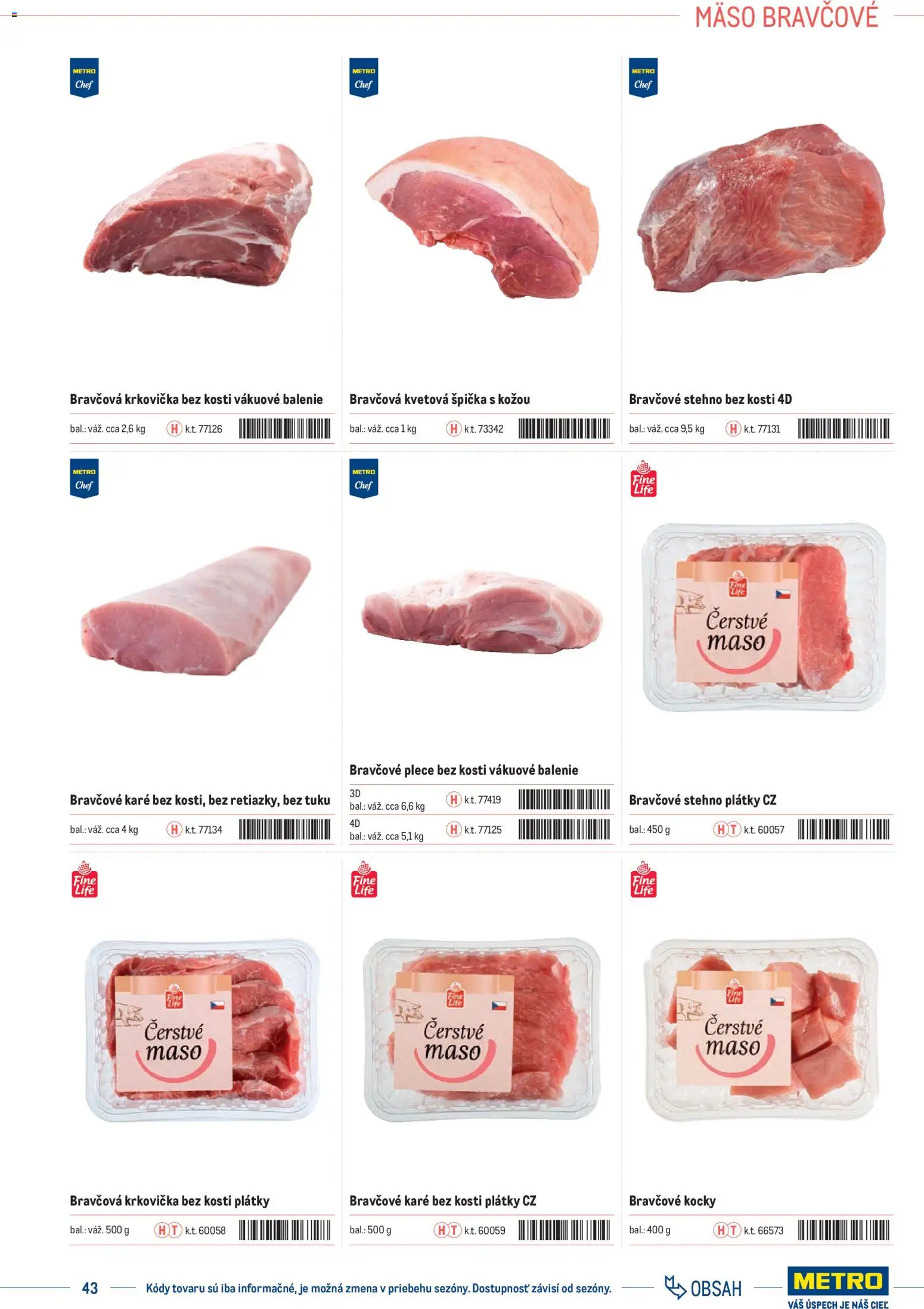 Nové Metro akcie – leták je platný od 01.01.2025 | Strana: 43 | Produkty: Bravčová krkovička, Bravčové plece, Krkovička, Bravčové karé