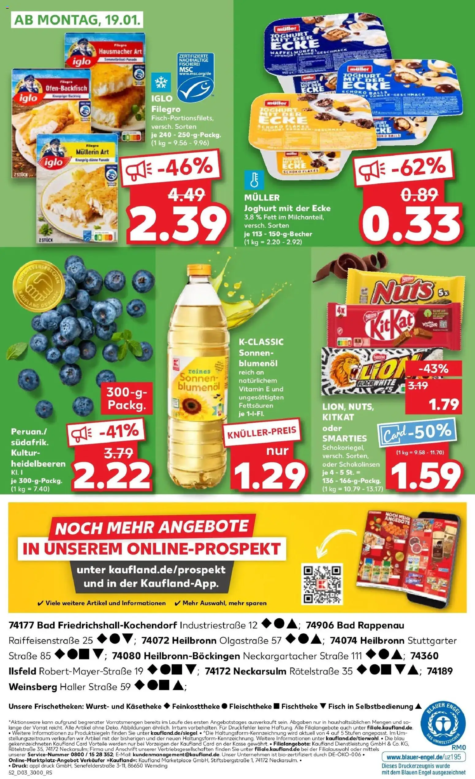 Kaufland prospekt Heilbronn	 – gültig ab 15.01.2026 | Seite: 52 | Produkte: Joghurt, Bad, Smarties, Fisch