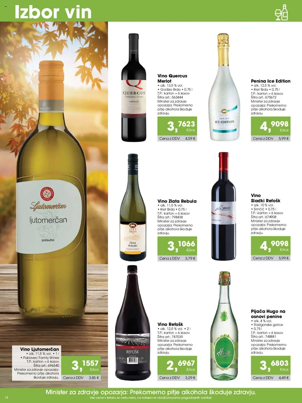 Novi Tuš katalog ponudbe – veljaven od 07.10.2025 | Stran: 14 | Izdelki: Penina, Vino
